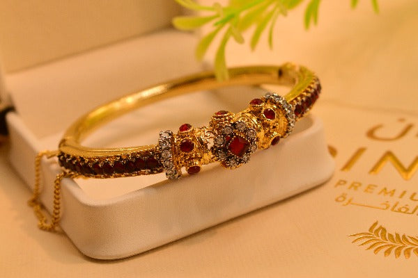 Elegant Real Stones Gold Plated Bangle for Girls/Women