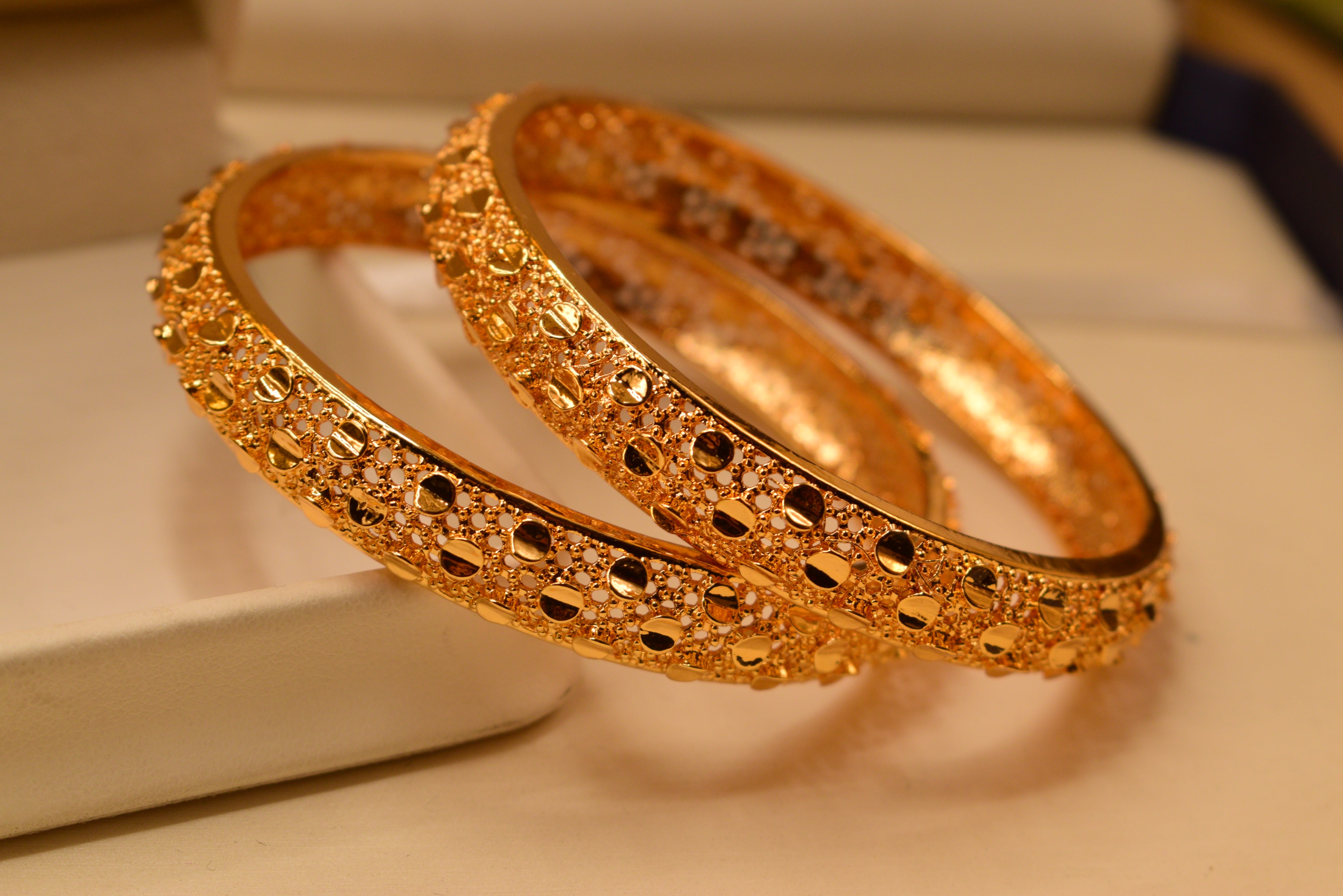 24K Gold Plated Luxury Stylish Design 2pc Bangle Set for Girls/Women