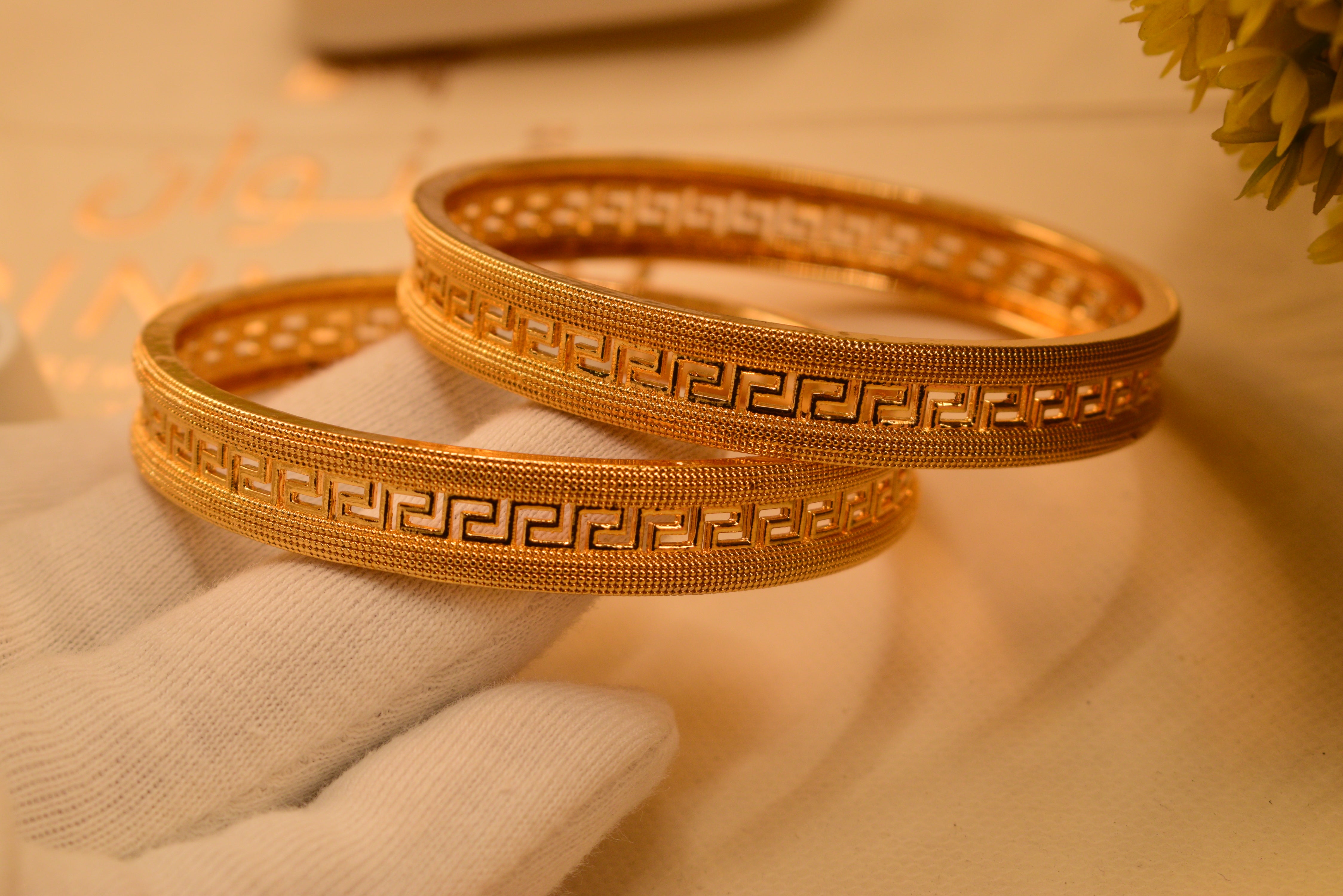 Luxury Gold Plated 2pc Bangles Set for Girls/Women