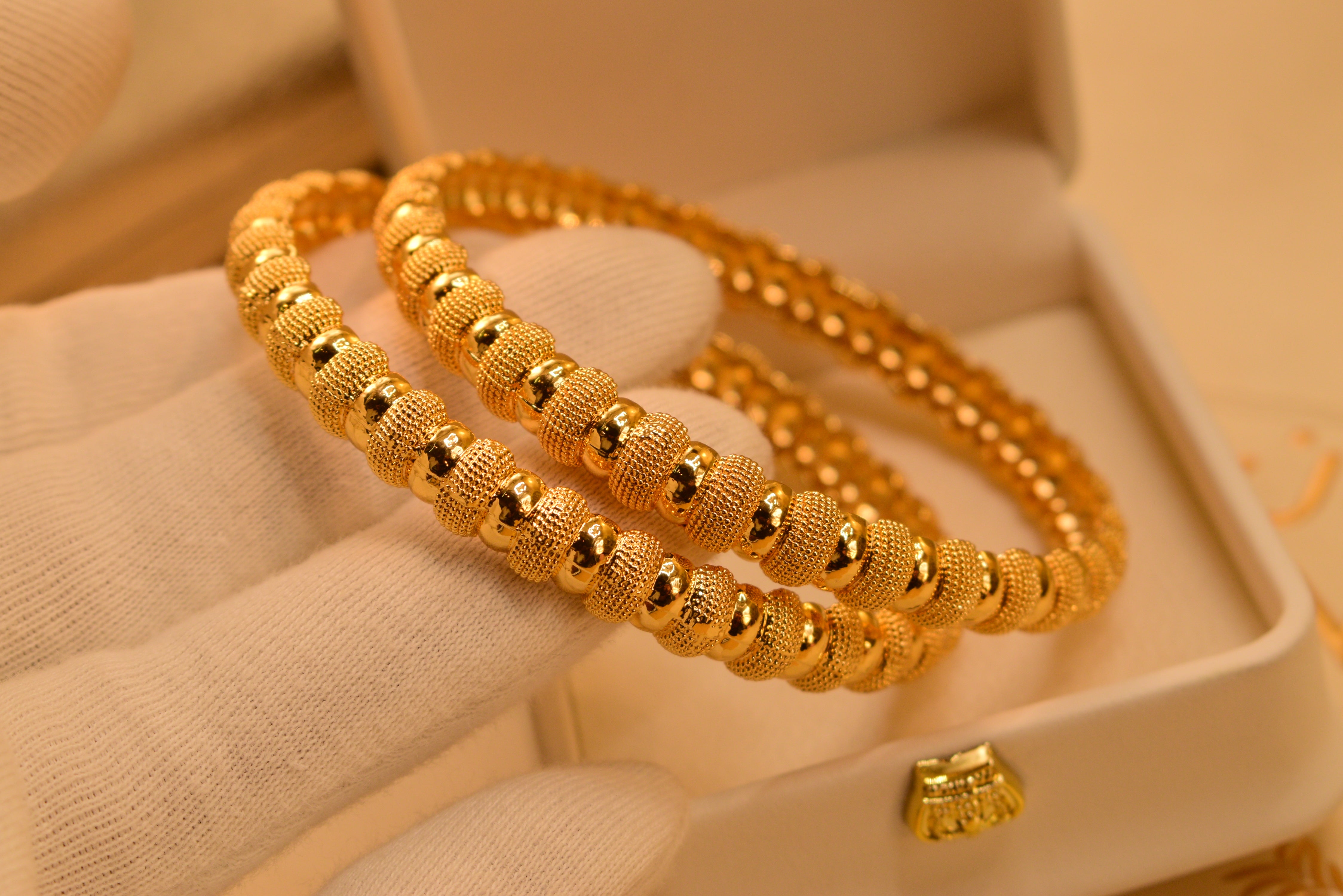 Fancy Unique Design Gold Plated 2pc Bangles Set for Girls/Women