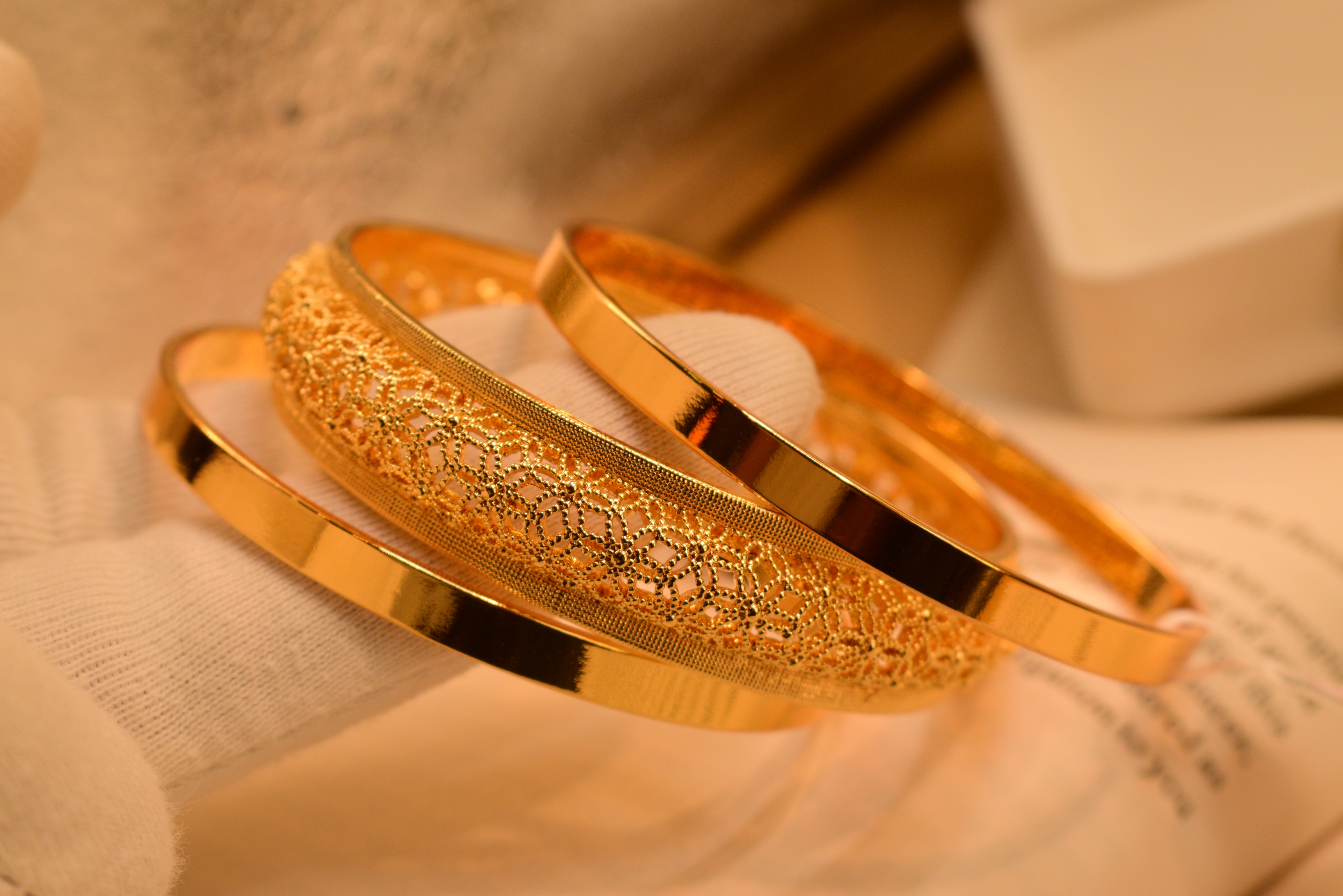 Glamorous Gold Plated 3pc Bangles Set for Girls/Women