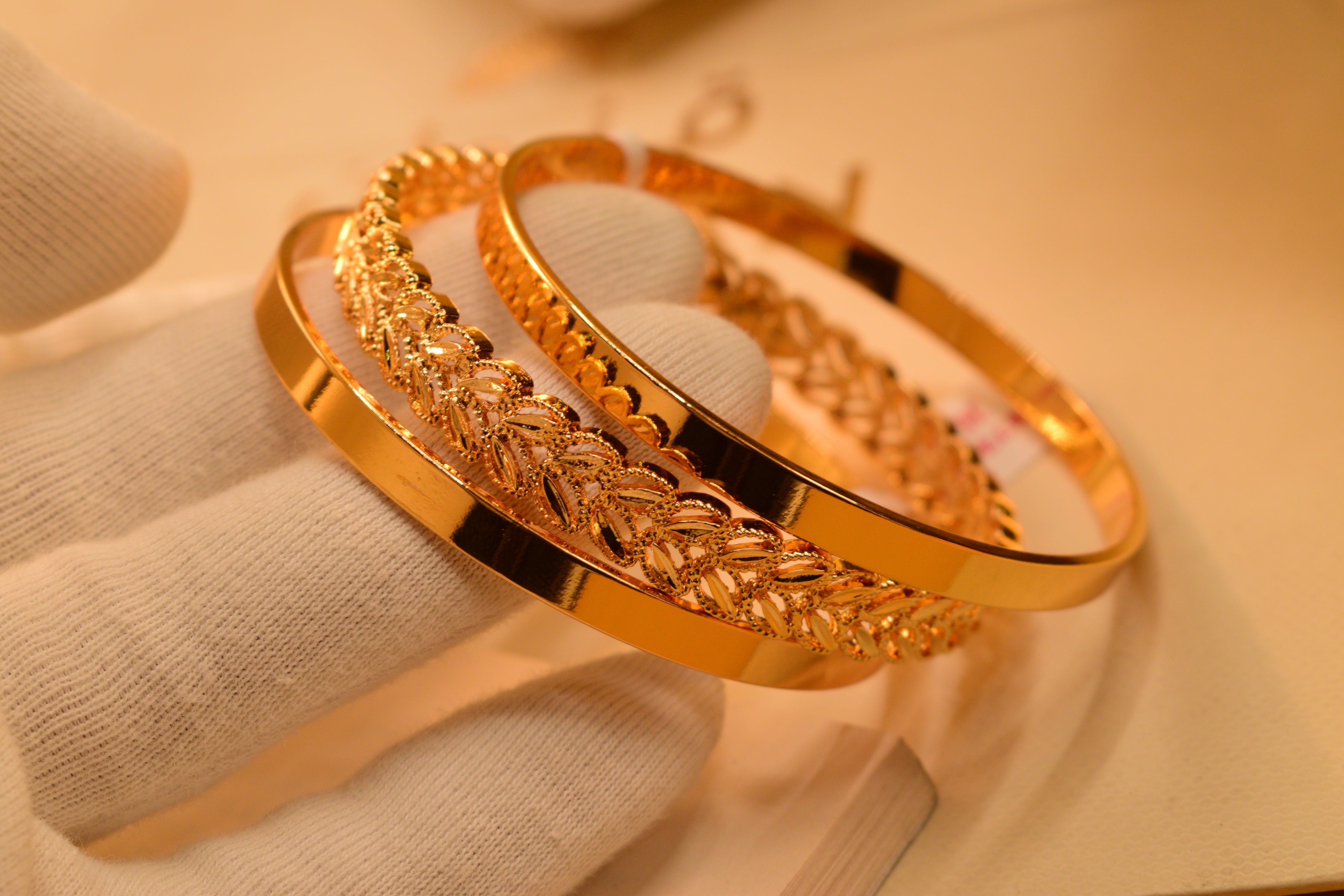 Luminous Gold Plated 3pc Bangles Set for Girls/Women