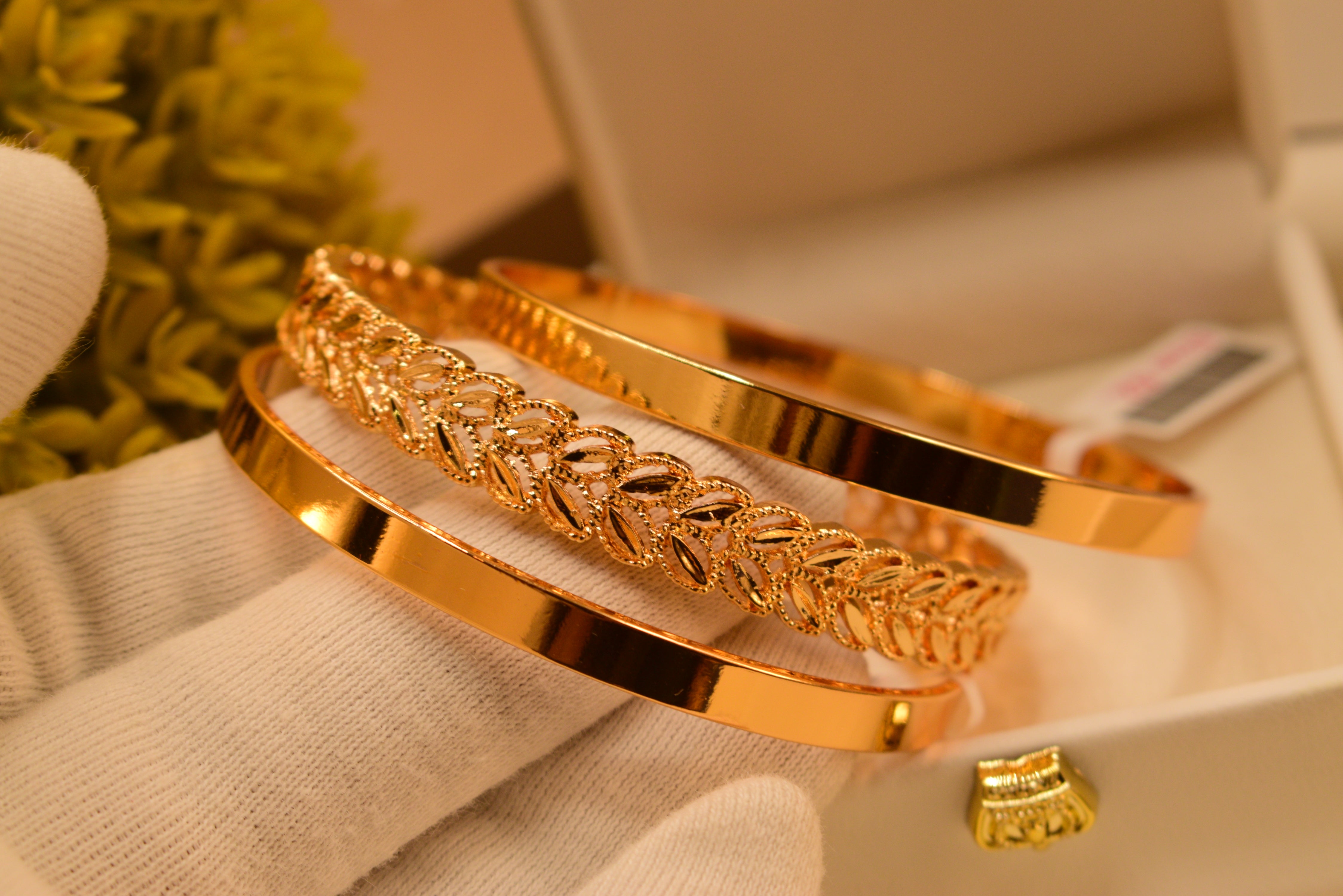 Luminous Gold Plated 3pc Bangles Set for Girls/Women