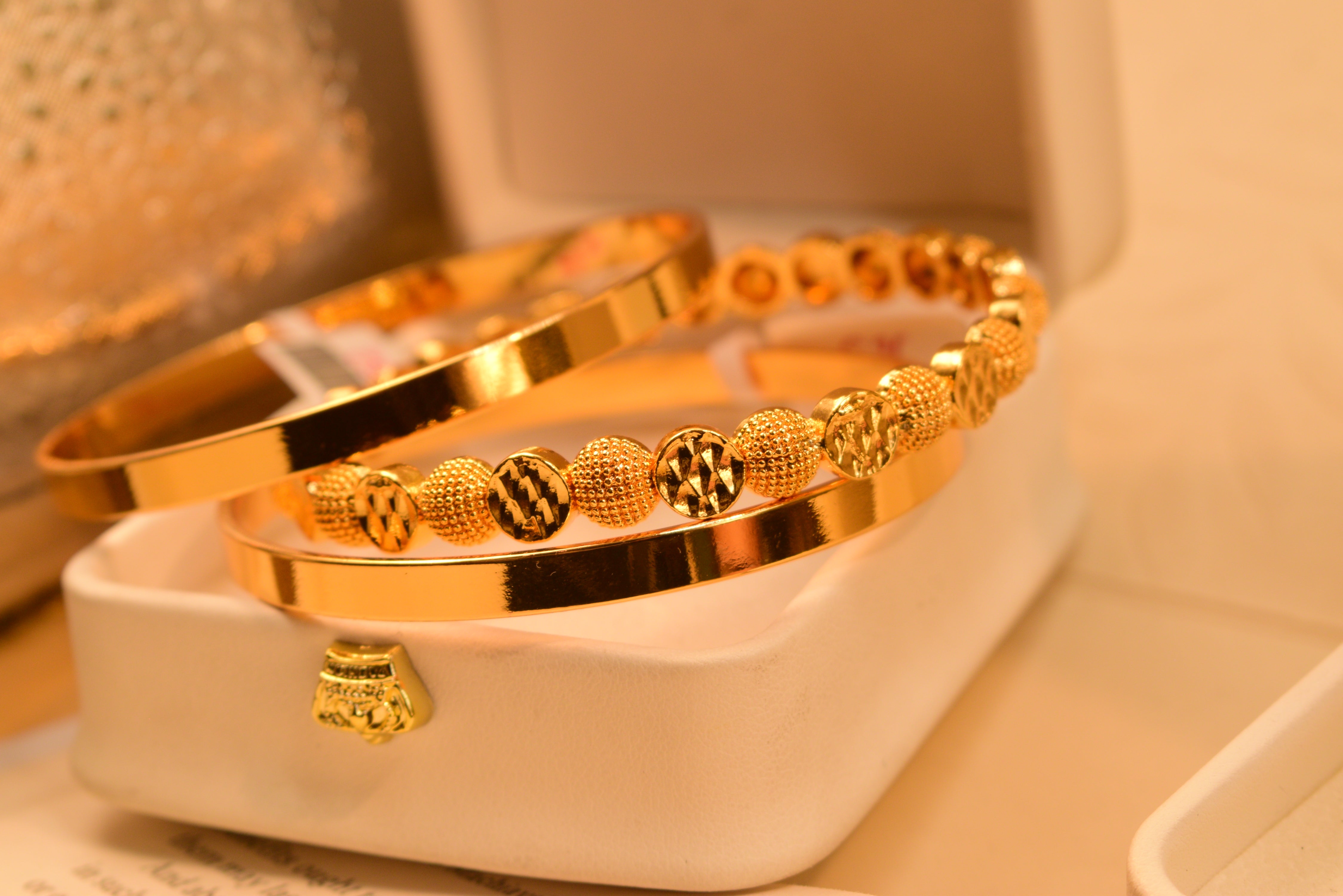 Glamorous Gold Plated 3pc Bangles Set for Girls/Women