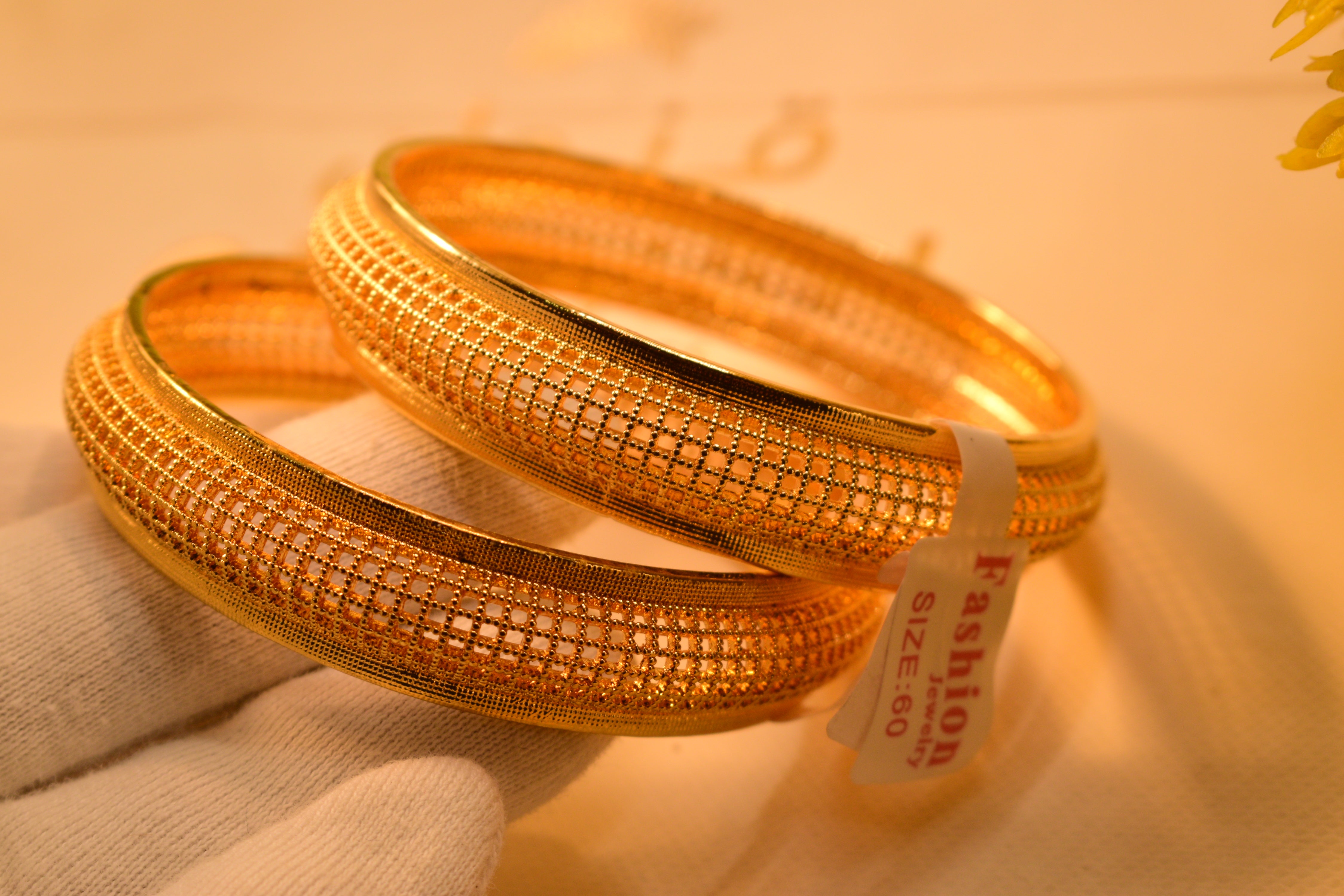 Beautiful 24K Gold Plated 2pc Bangles Set for Girls/Women