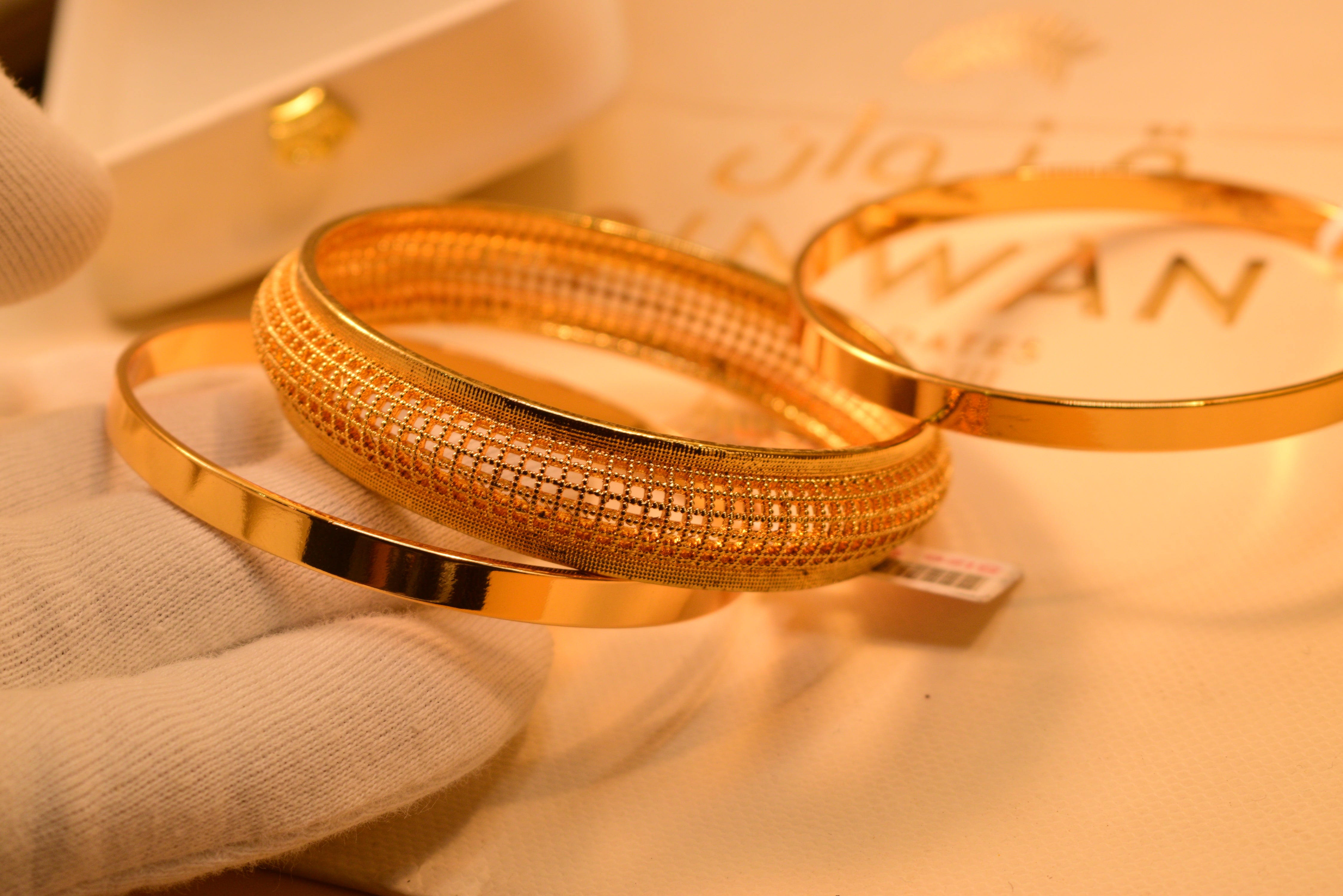 Glamorous Design Gold Plated 3pc Bangles Set for Girls/Women