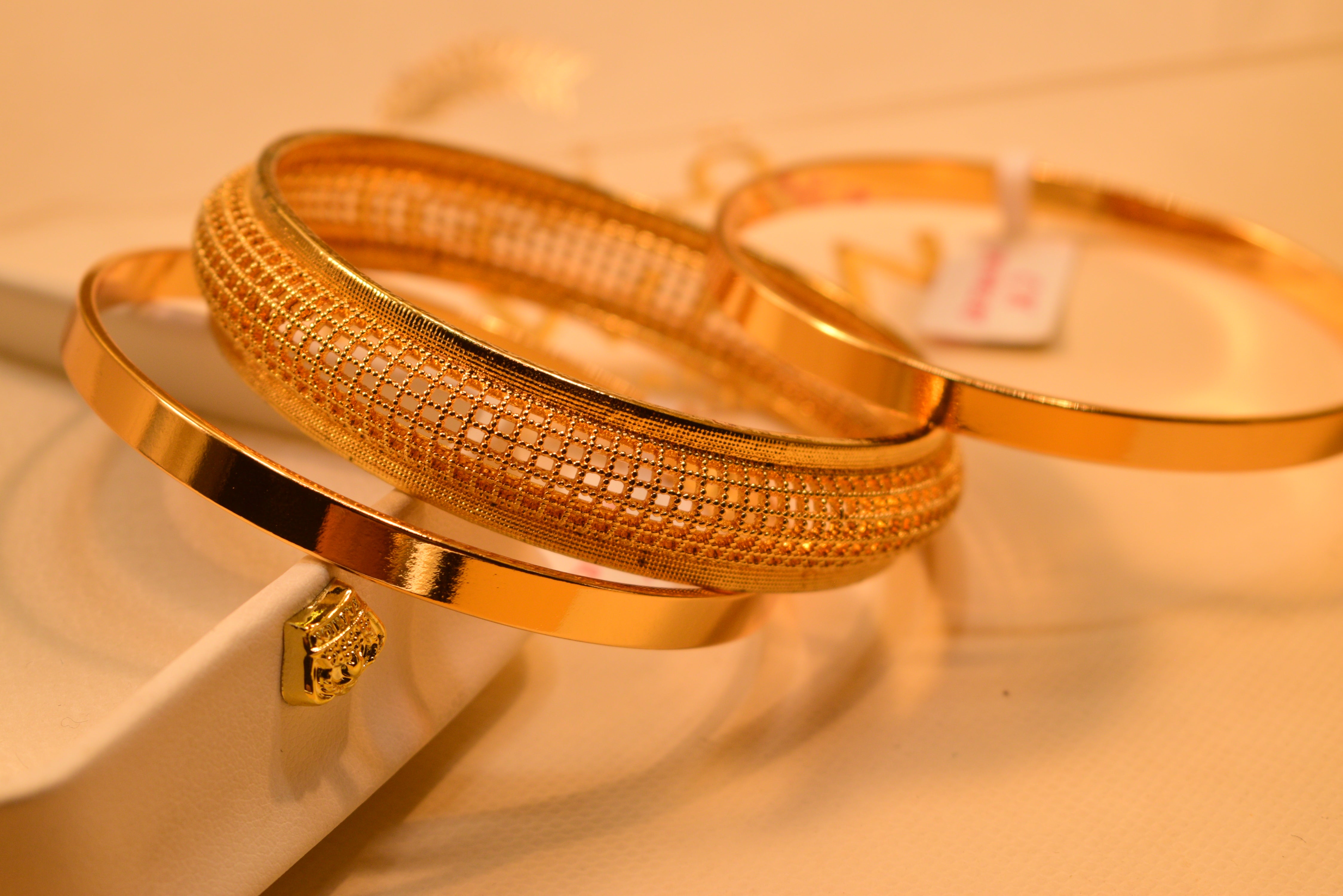 Glamorous Design Gold Plated 3pc Bangles Set for Girls/Women