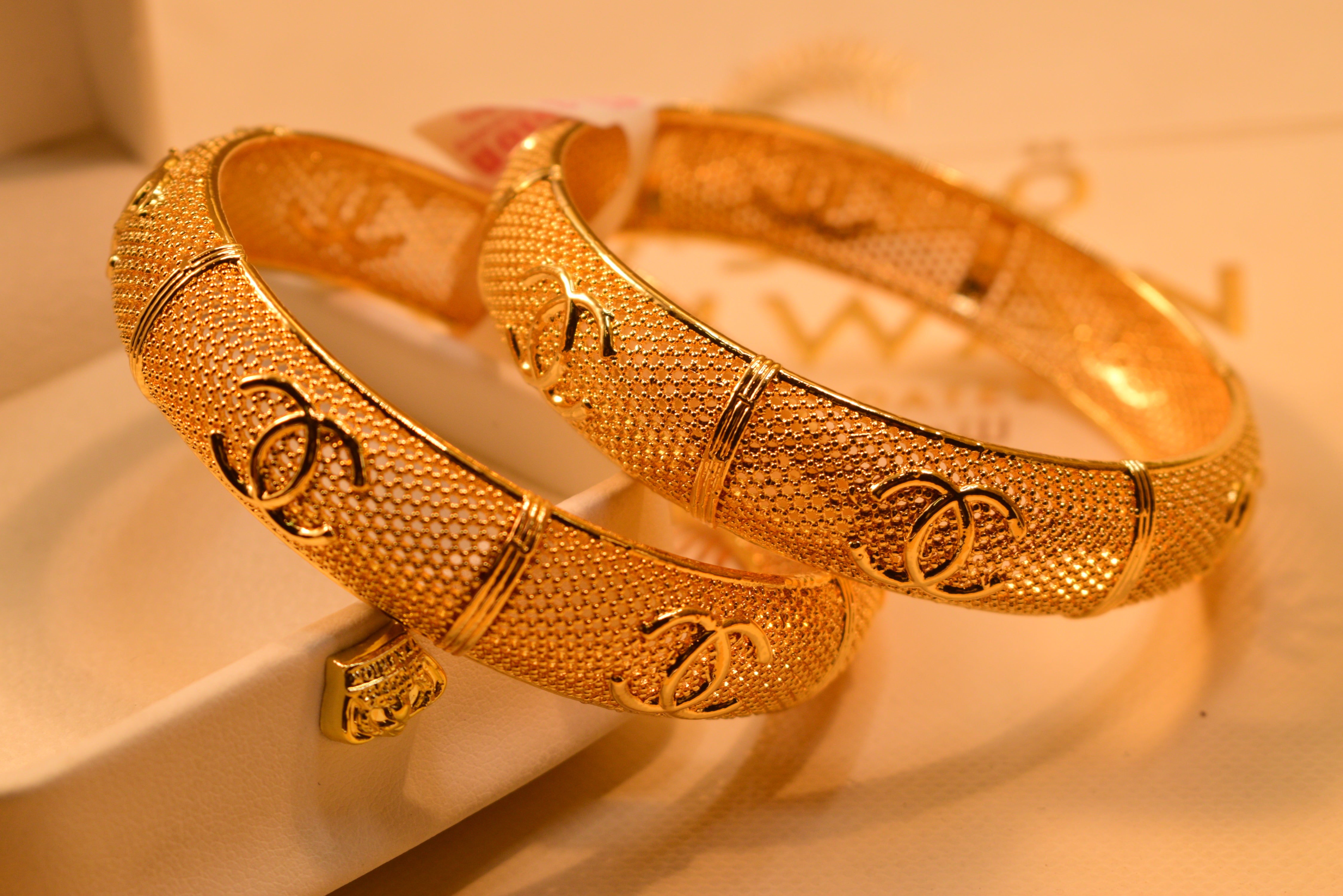 Unique Design Gold Plated 2pc Bangles Set for Girls/Women