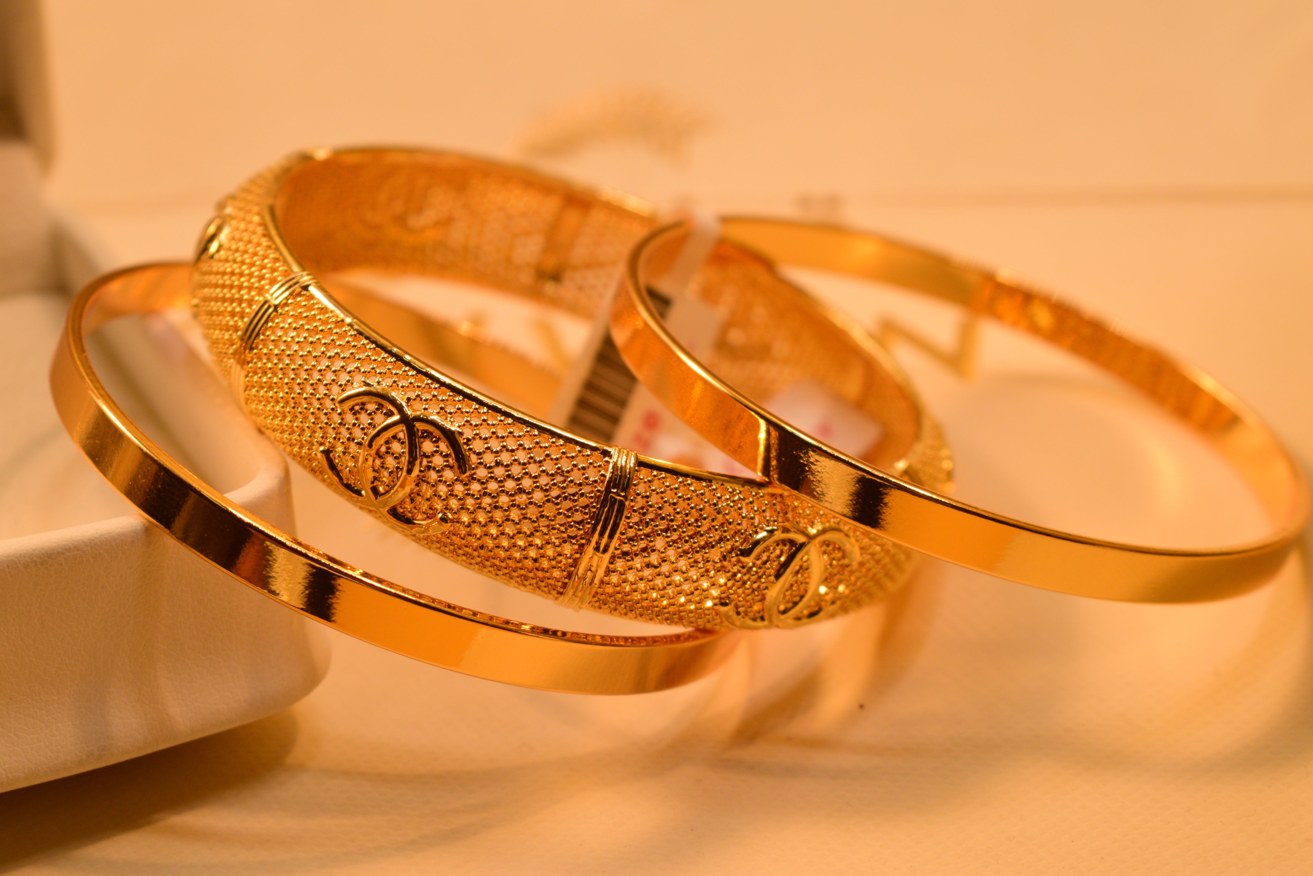 Luxury Elegant Gold Plated 3pc Bangles Set for Girls/Women