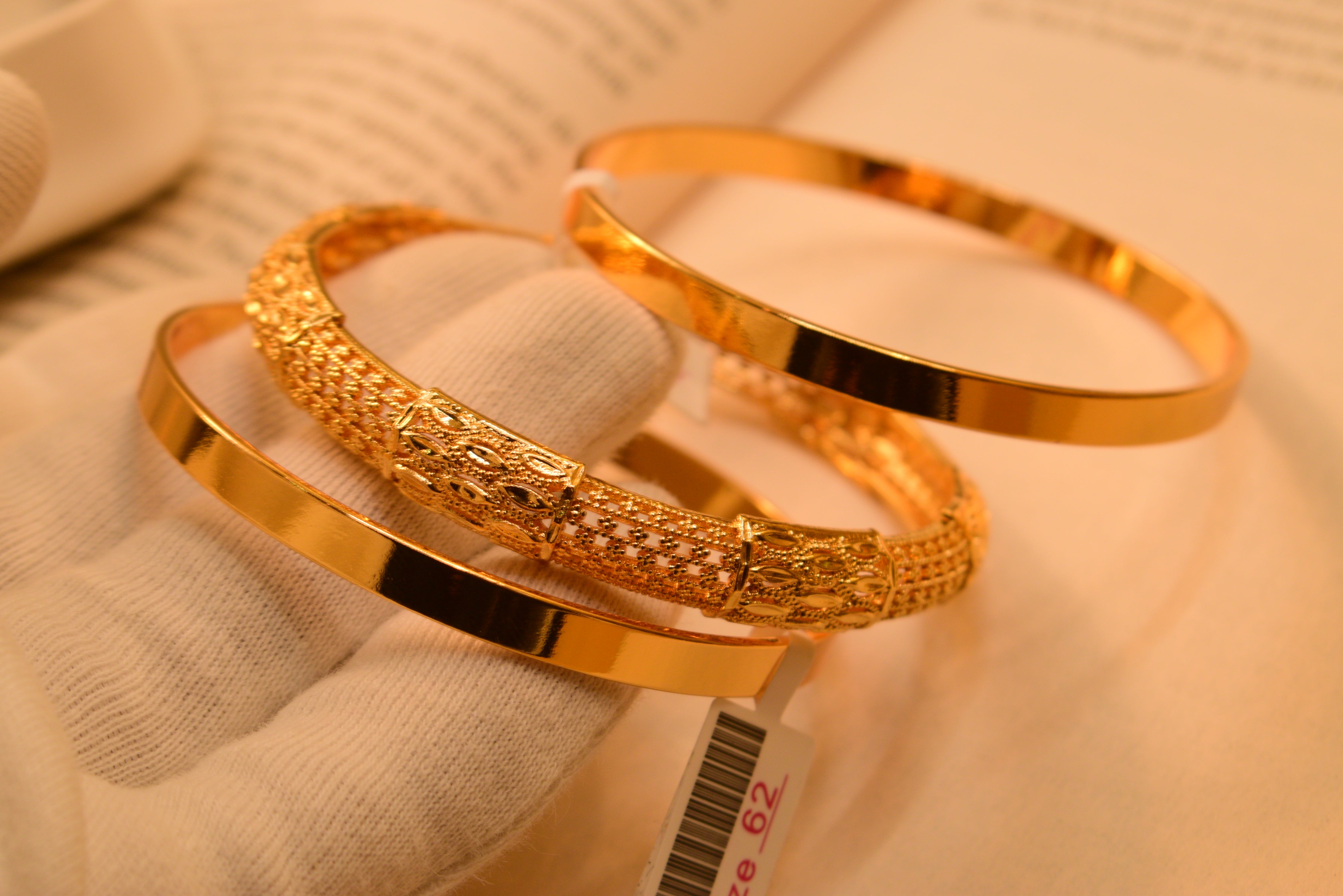 Elegant 24K Gold Plated 3pc Bangles Set for Girls/Women