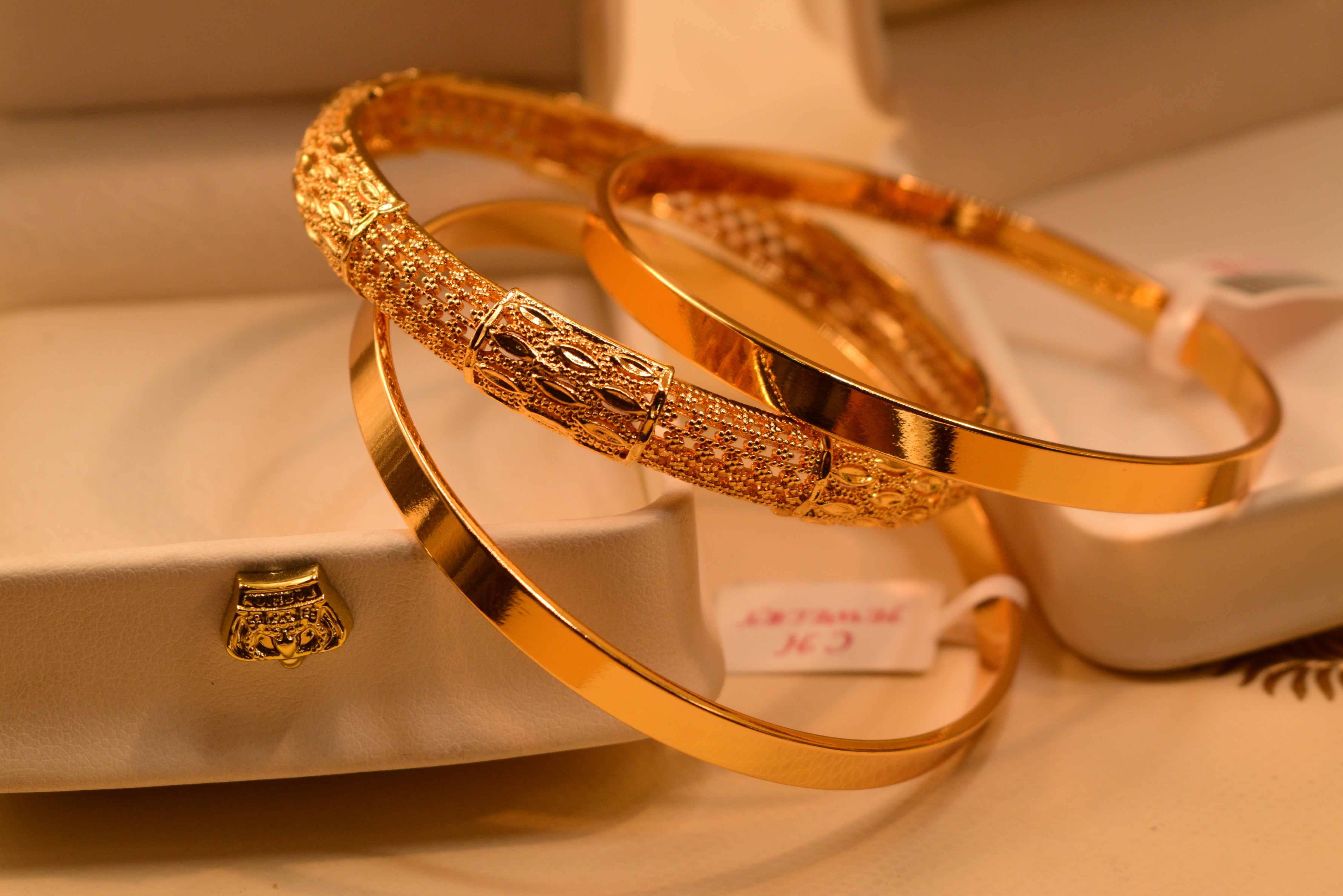 Elegant 24K Gold Plated 3pc Bangles Set for Girls/Women