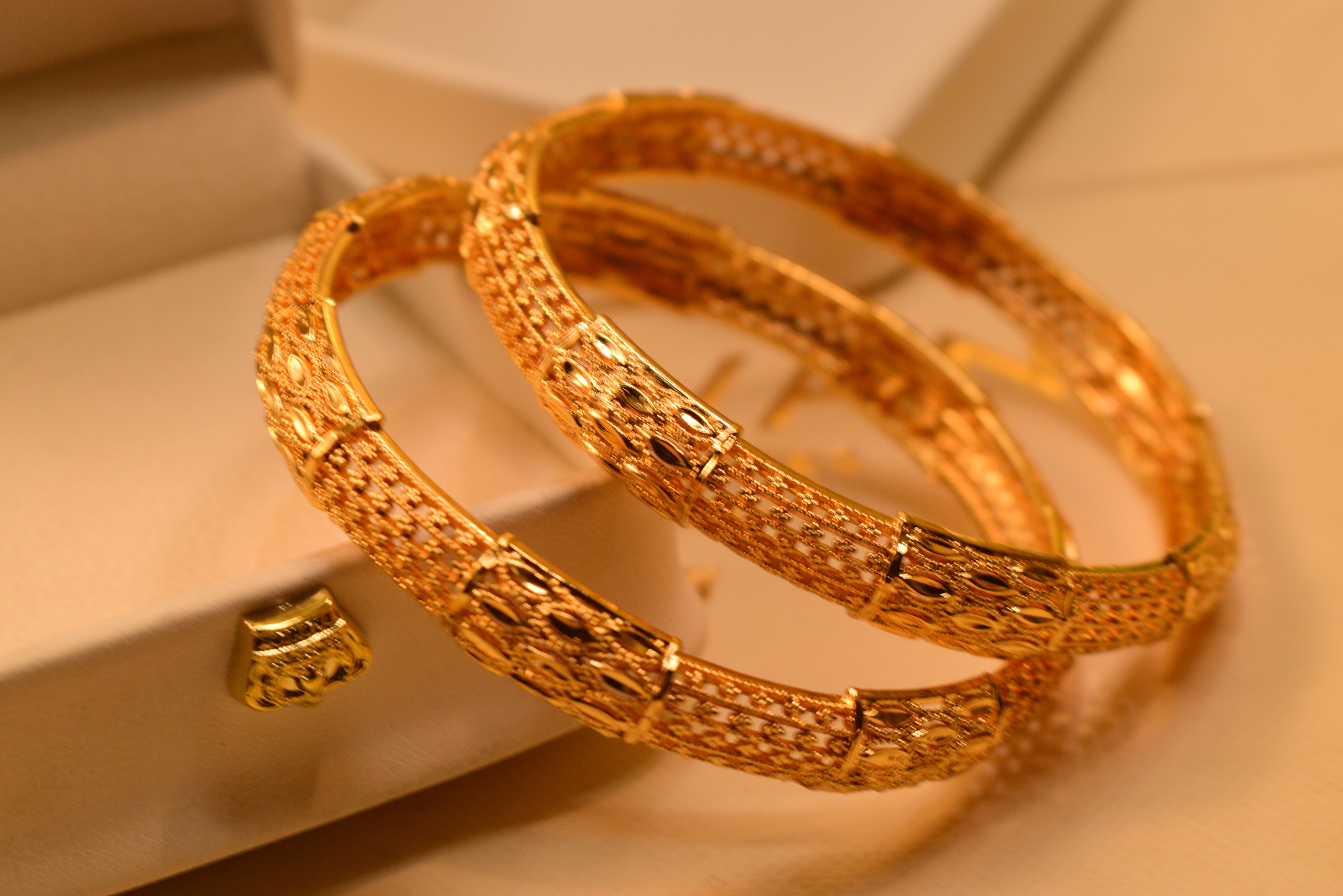 Fancy Design 24K Gold Plated 2pc Bangles Set for Girls/Women