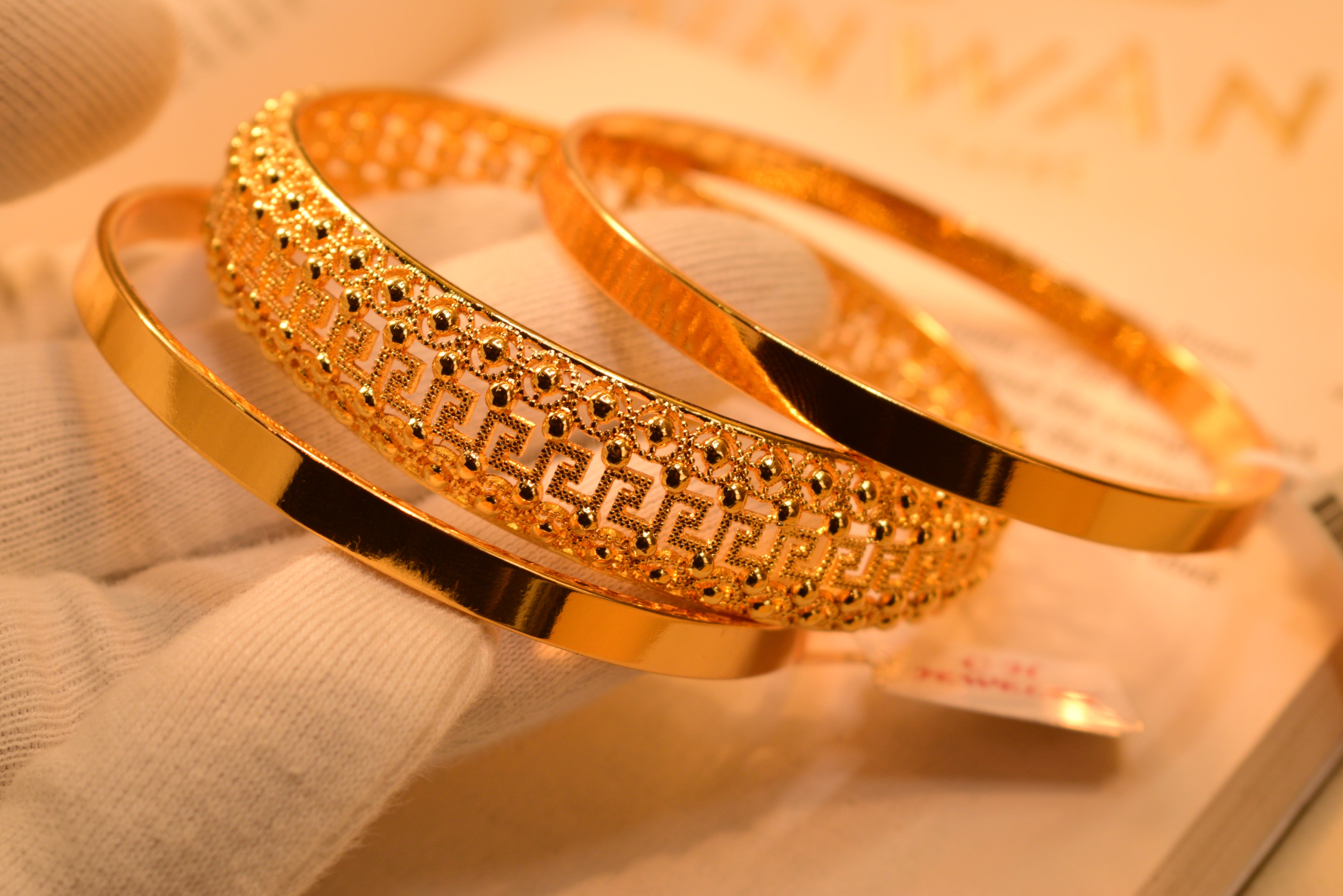 Stylish 24K Gold Plated 3pc Bangles Set for Girls/Women