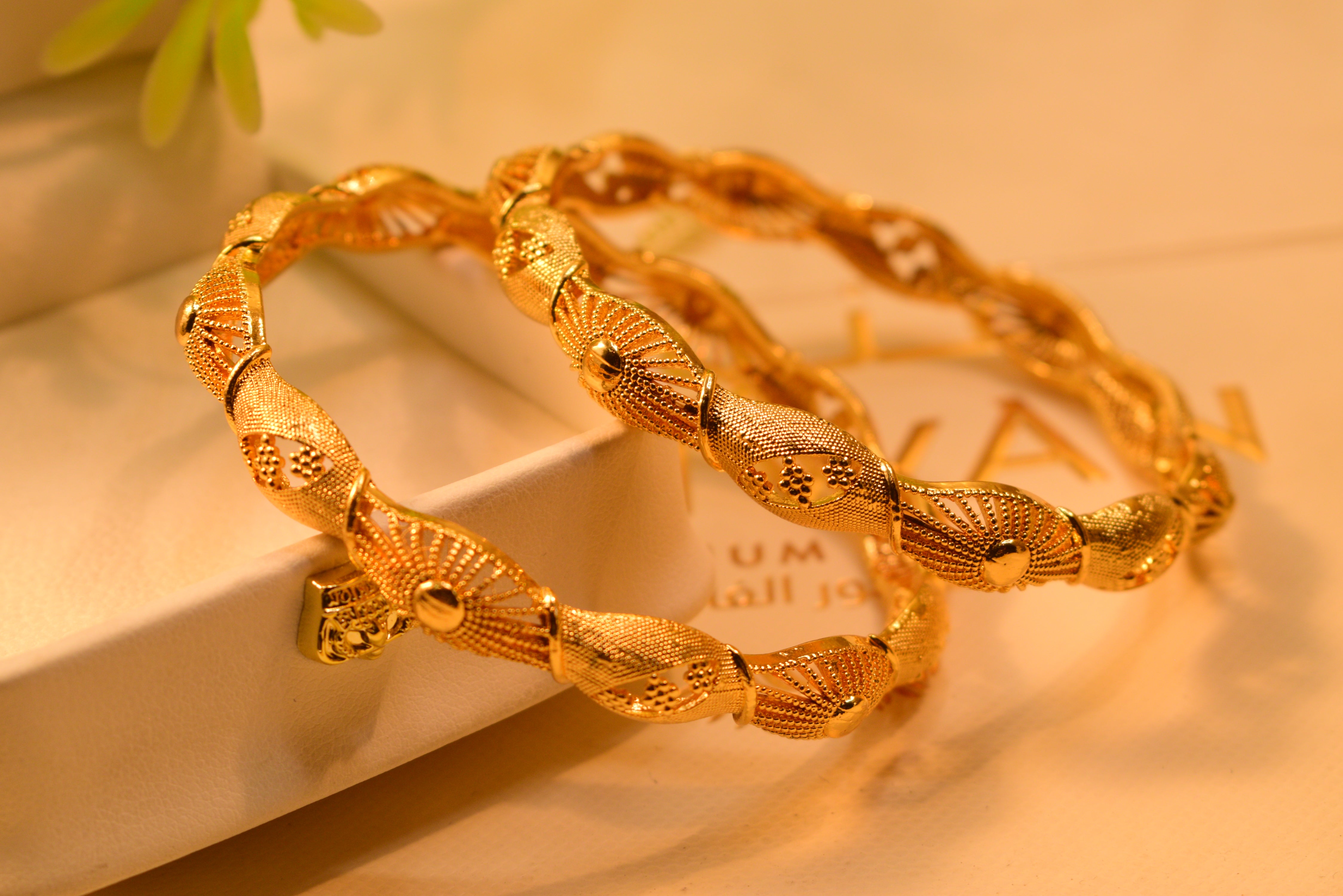 Glamorous Elegant Gold Plated 2pc Bangles Set for Girls/Women