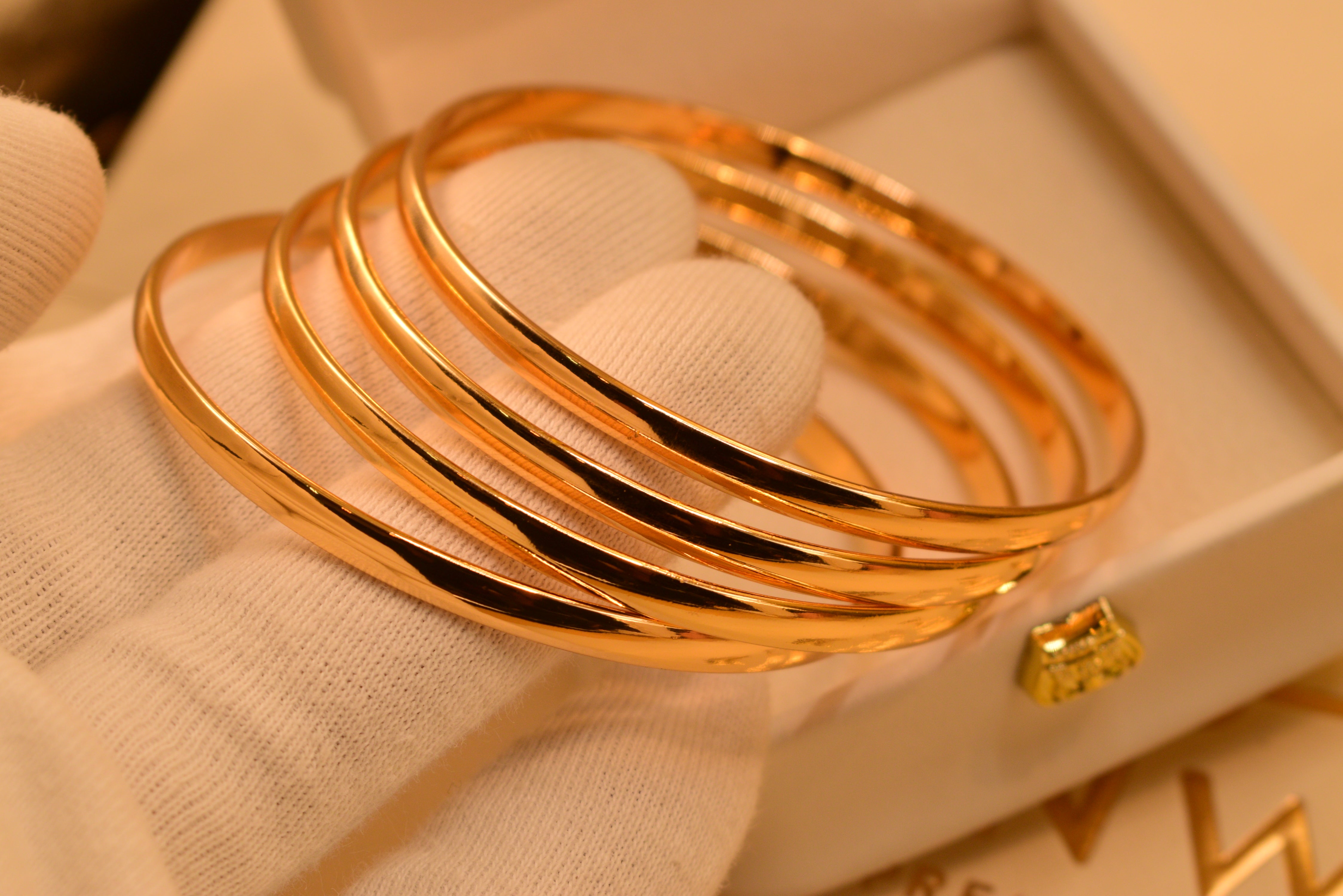 Fancy 24K Gold Plated 4pc Bangles Set for Girls/Women