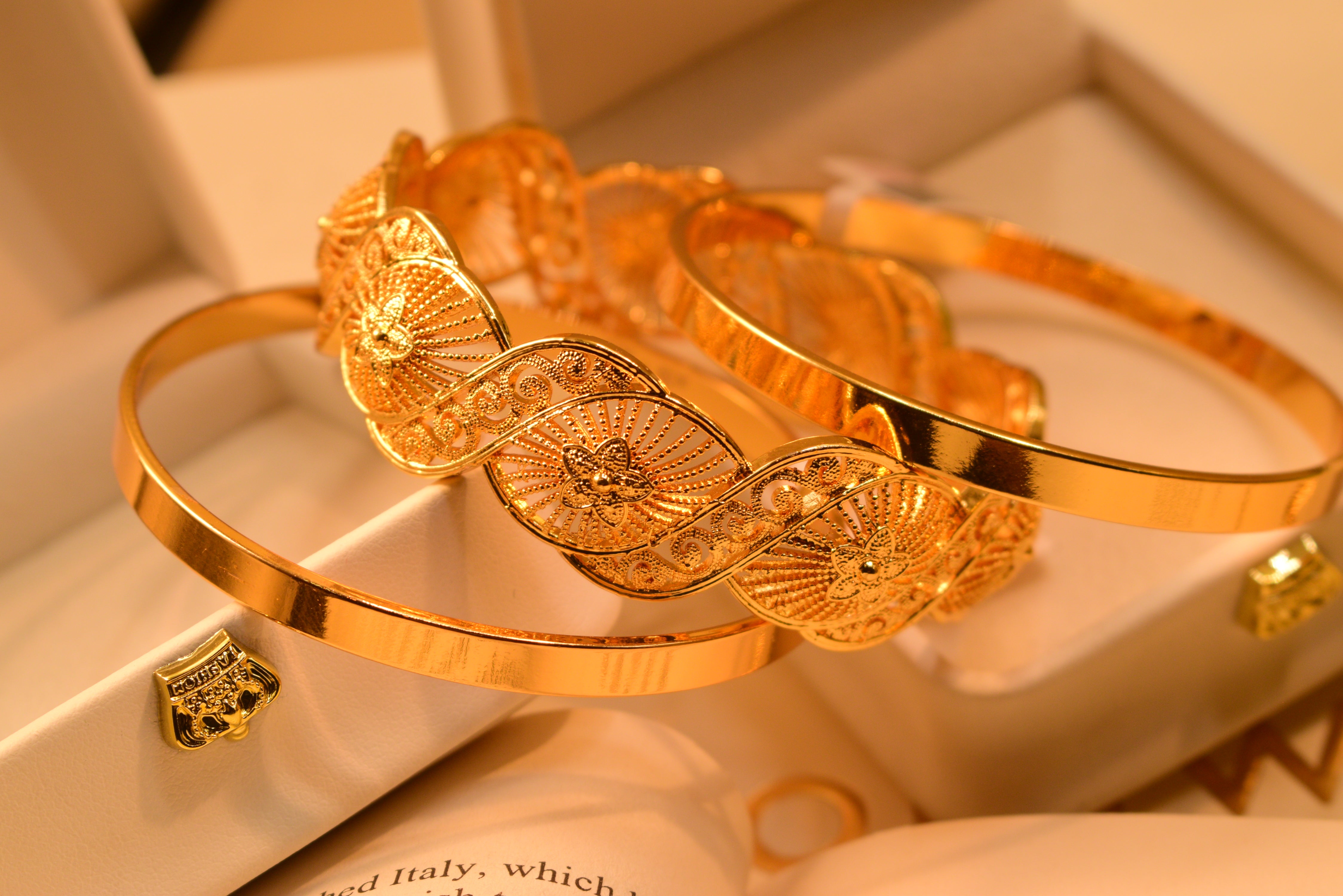 Glamorous 24K Gold Plated 3pc Bangles Set for Girls/Women