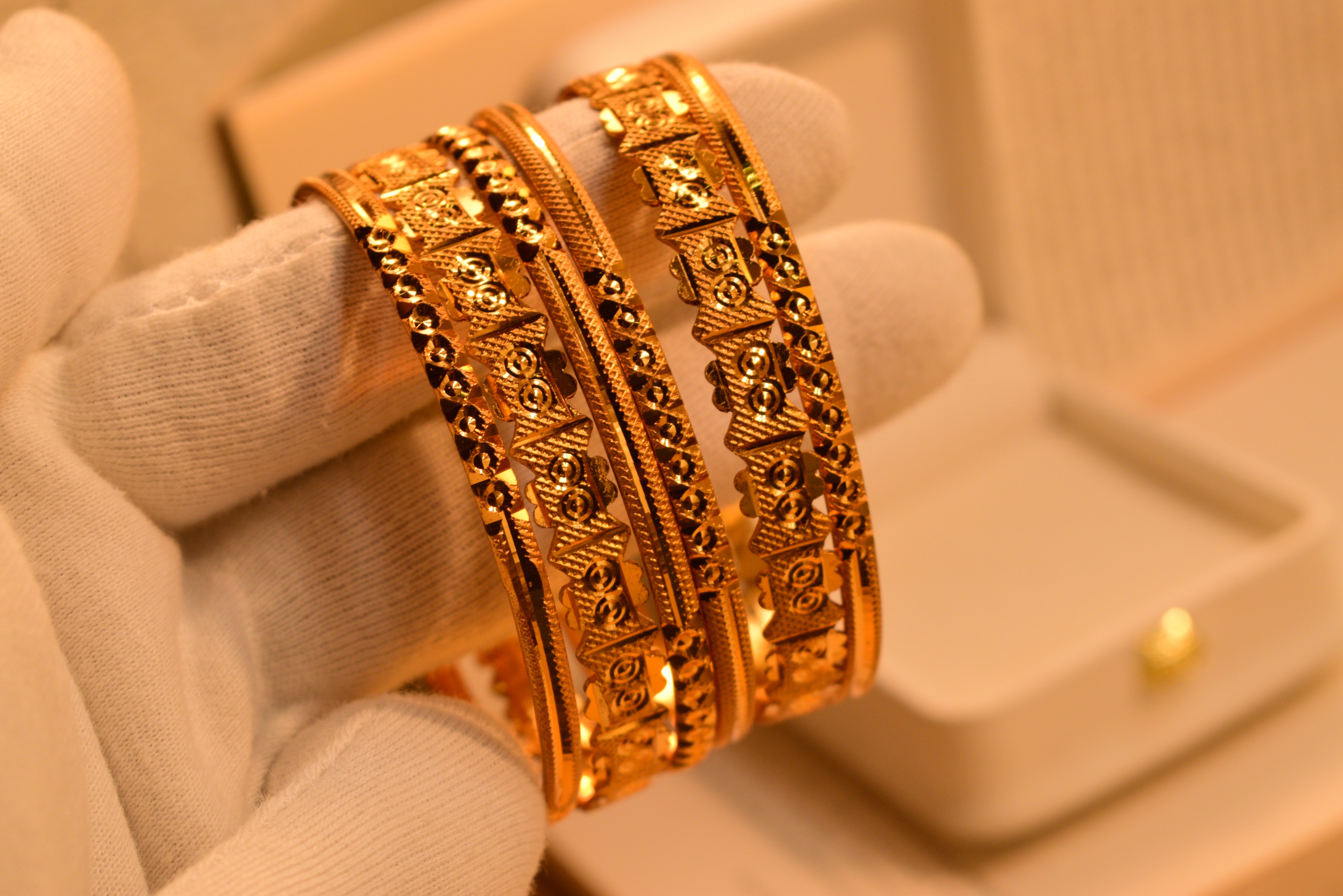 Fancy Unique Design Gold Plated 6pc Bangles Set for Girls/Women