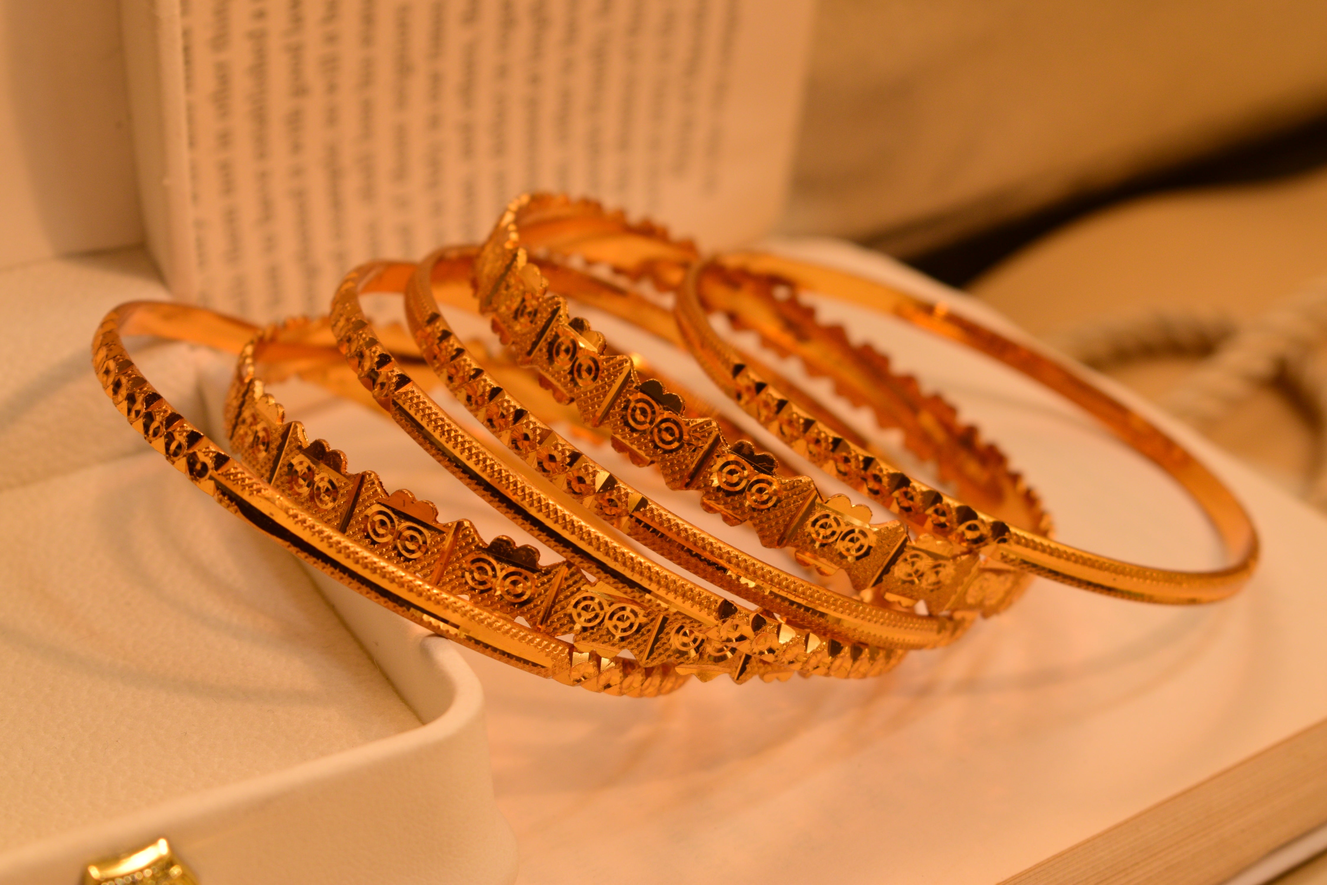 Fancy Unique Design Gold Plated 6pc Bangles Set for Girls/Women