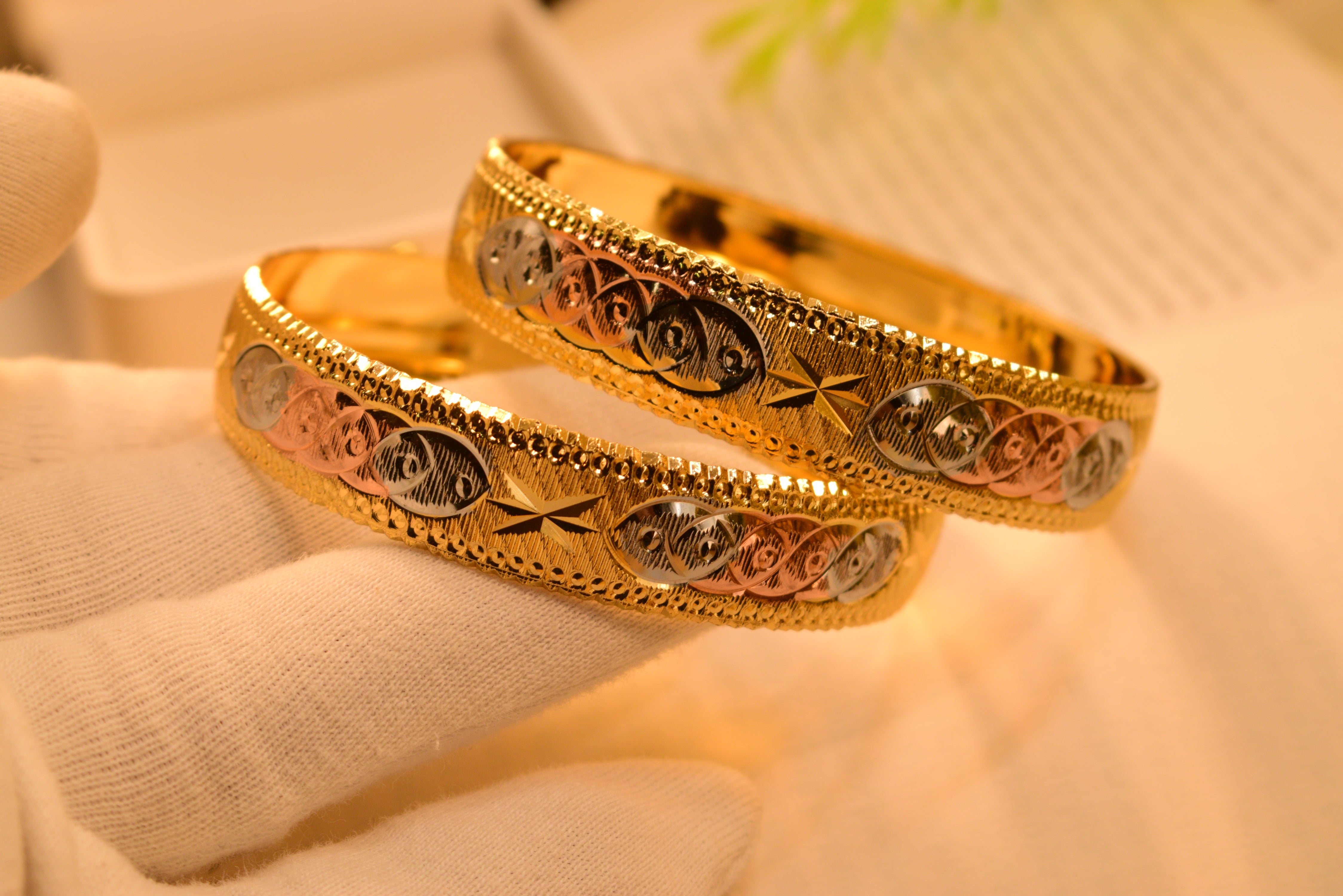 Luxury 24K Gold Plated 2pc Bangles Set for Girls/Women