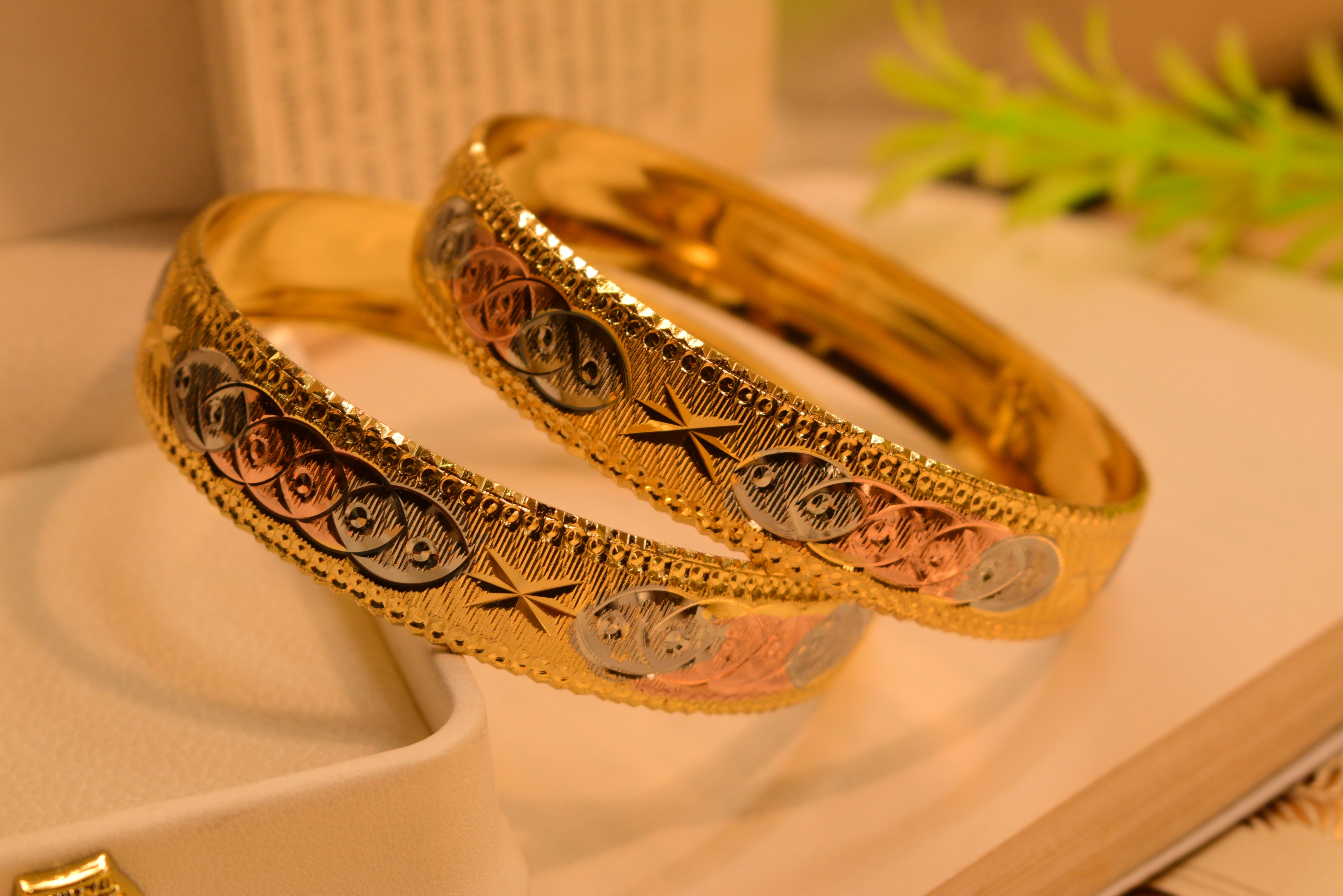 Luxury 24K Gold Plated 2pc Bangles Set for Girls/Women