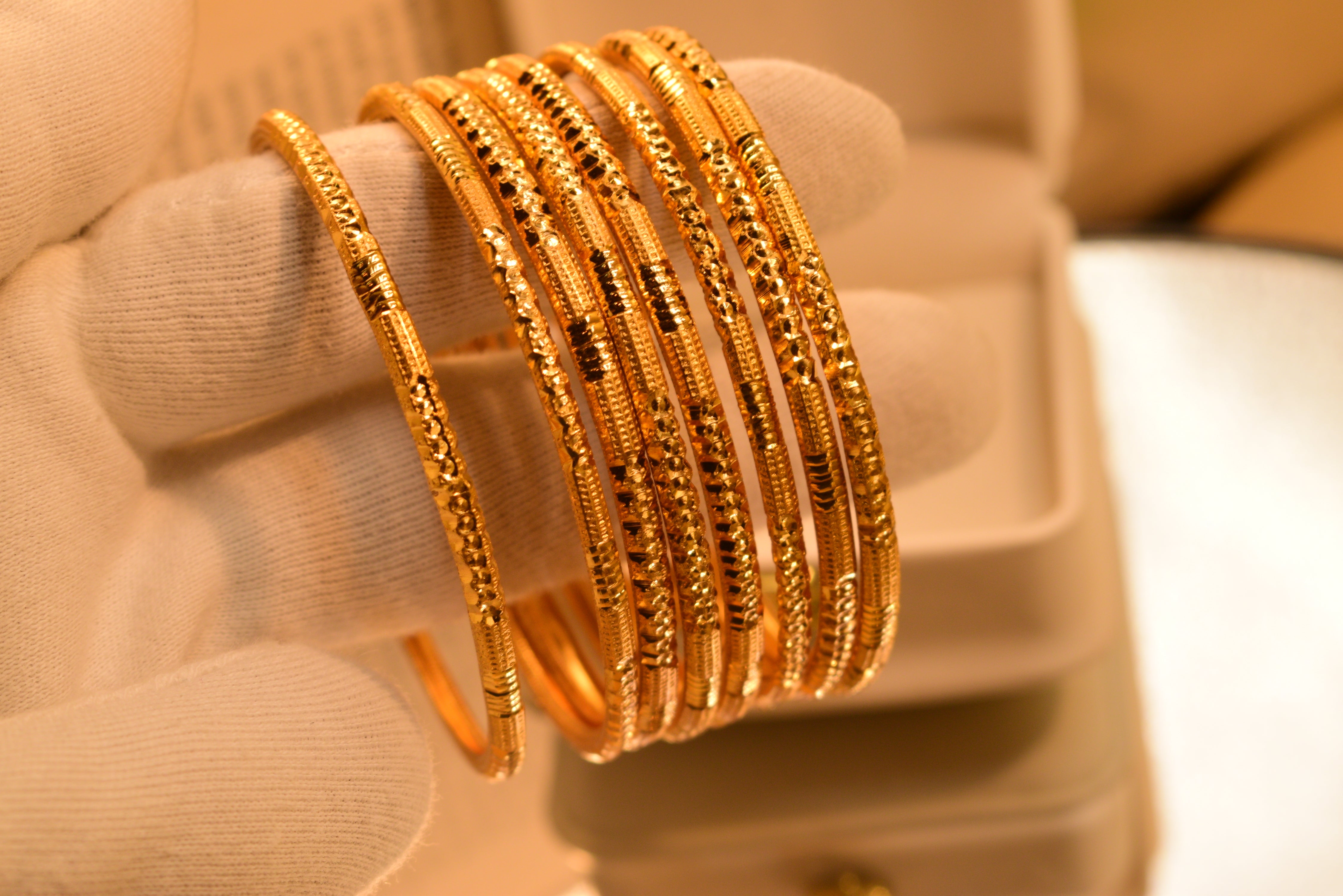 Luminous 24K Gold Plated 8pc Bangles Set for Girls/Women