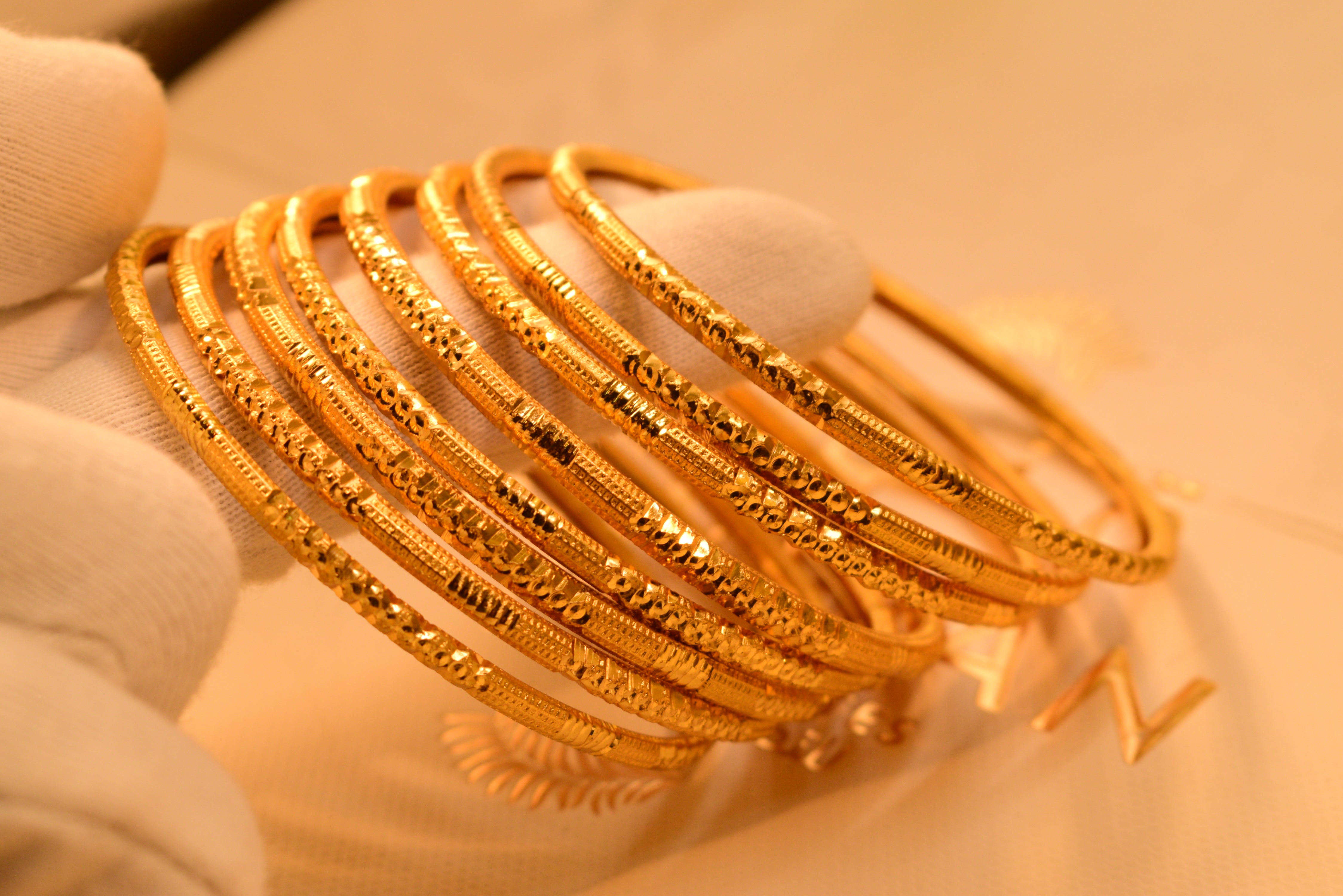 Luminous 24K Gold Plated 8pc Bangles Set for Girls/Women