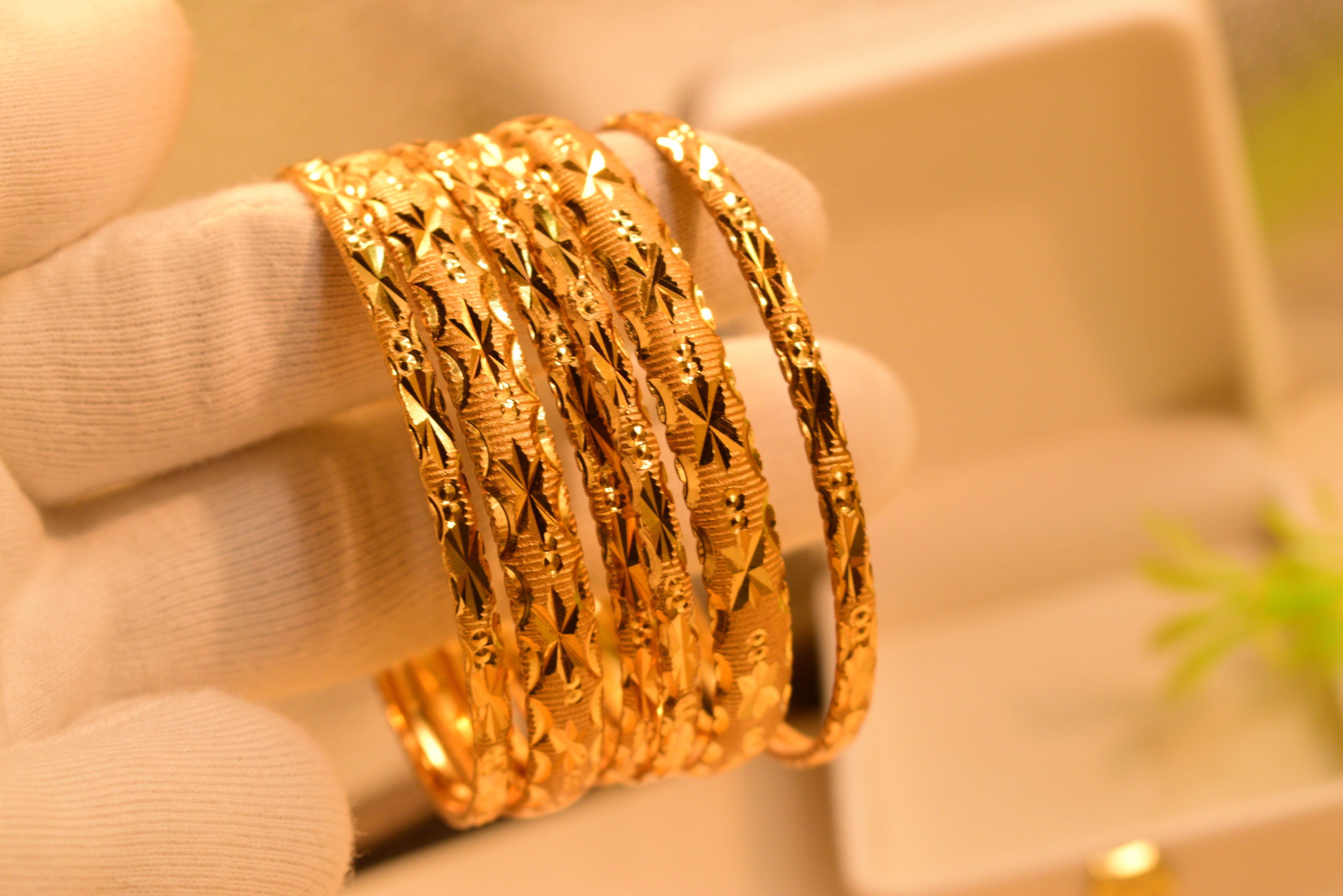 Glamorous Fancy 24K Gold Plated 6pc Bangles Set for Girls/Women