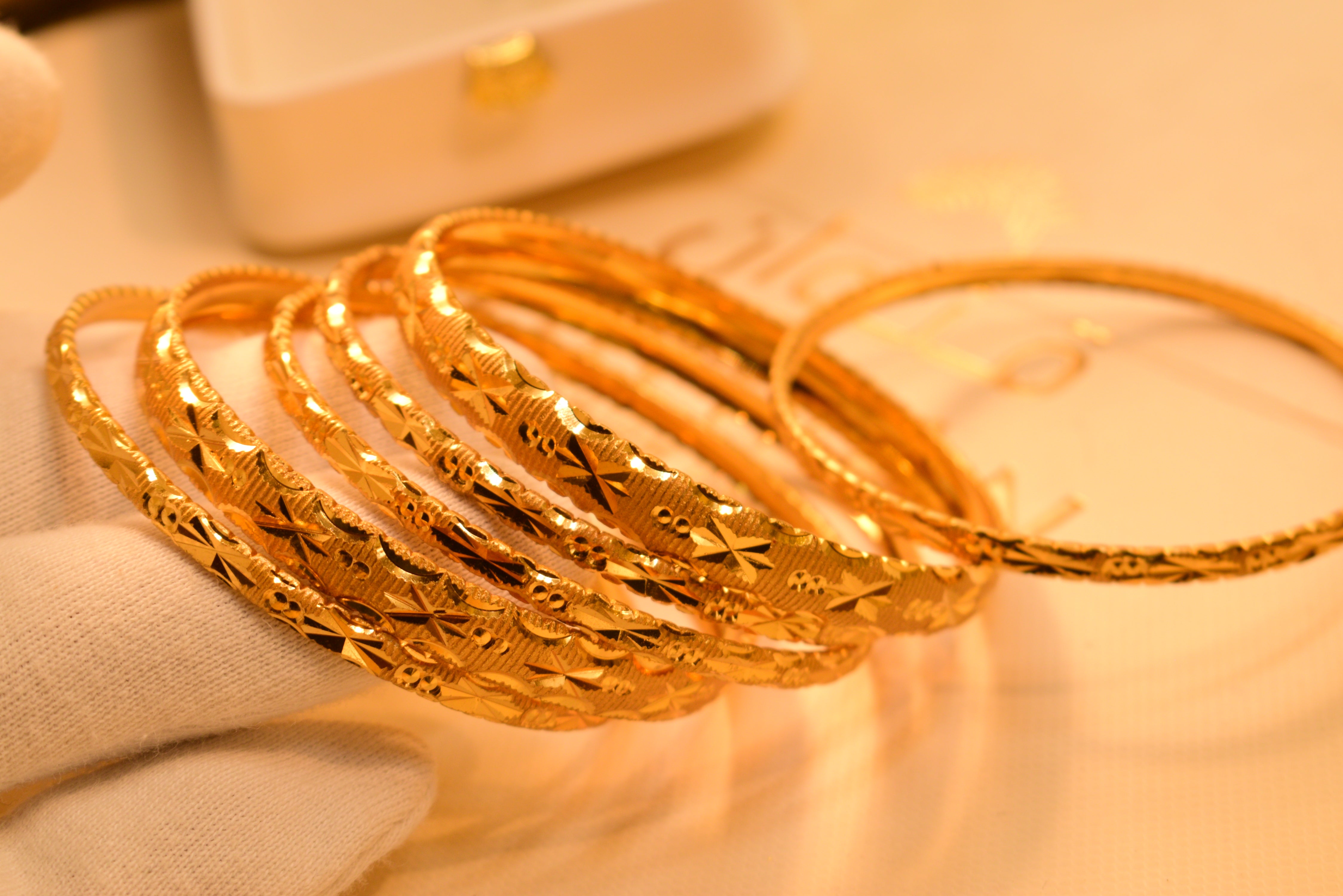 Glamorous Fancy 24K Gold Plated 6pc Bangles Set for Girls/Women