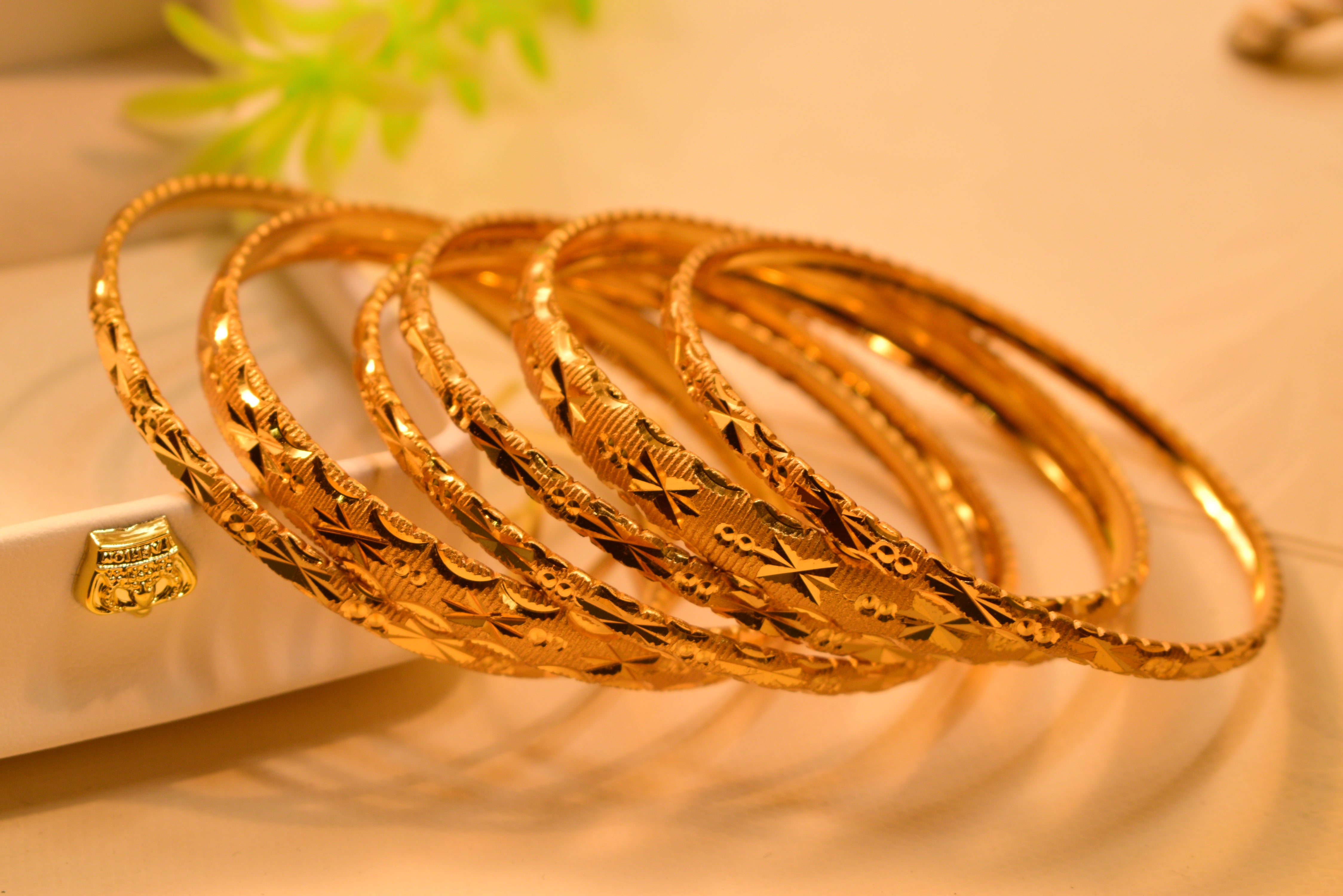 Glamorous Fancy 24K Gold Plated 6pc Bangles Set for Girls/Women