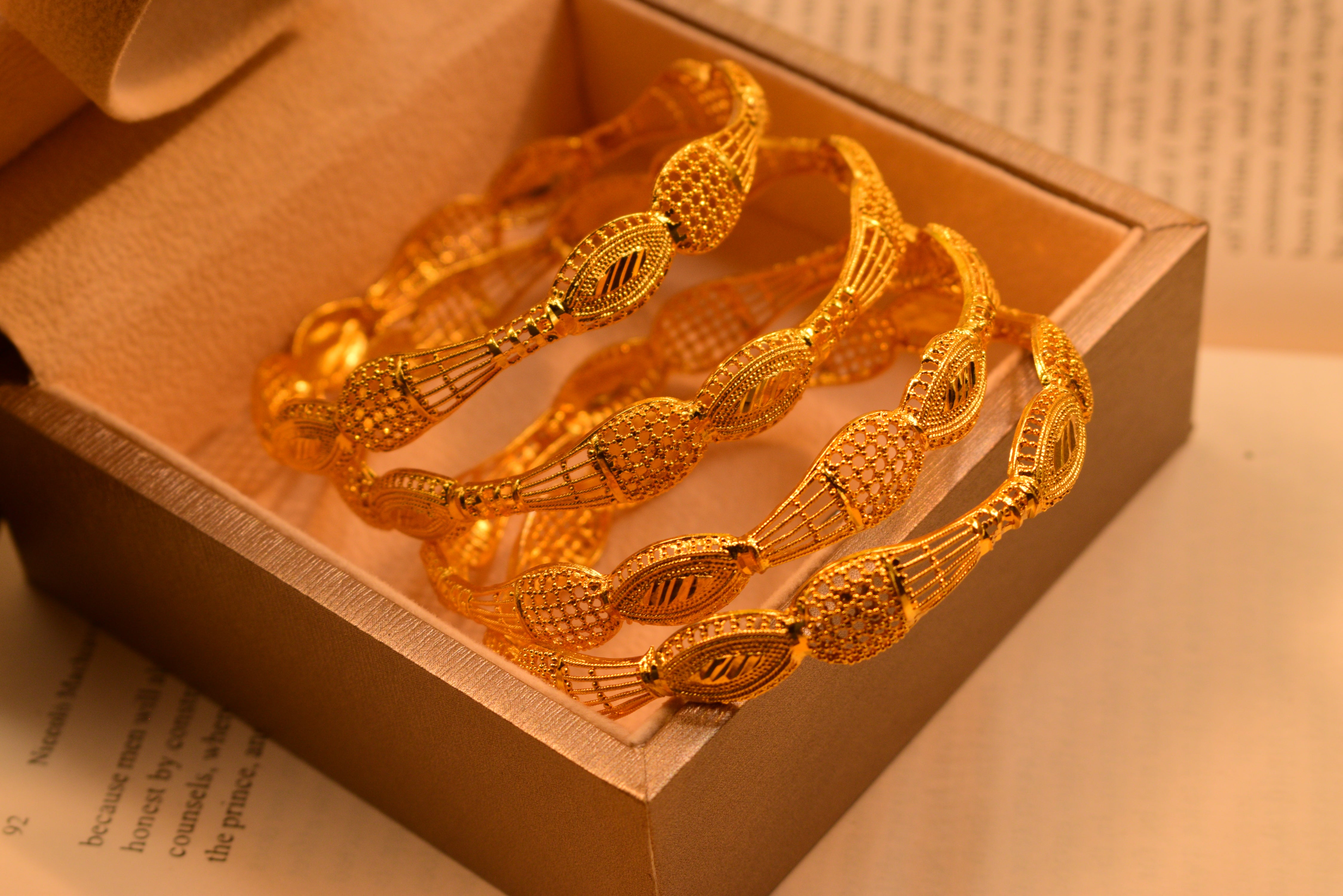 Beautiful Design 24K Gold Plated 4pc Bangles Set for Girls/Women