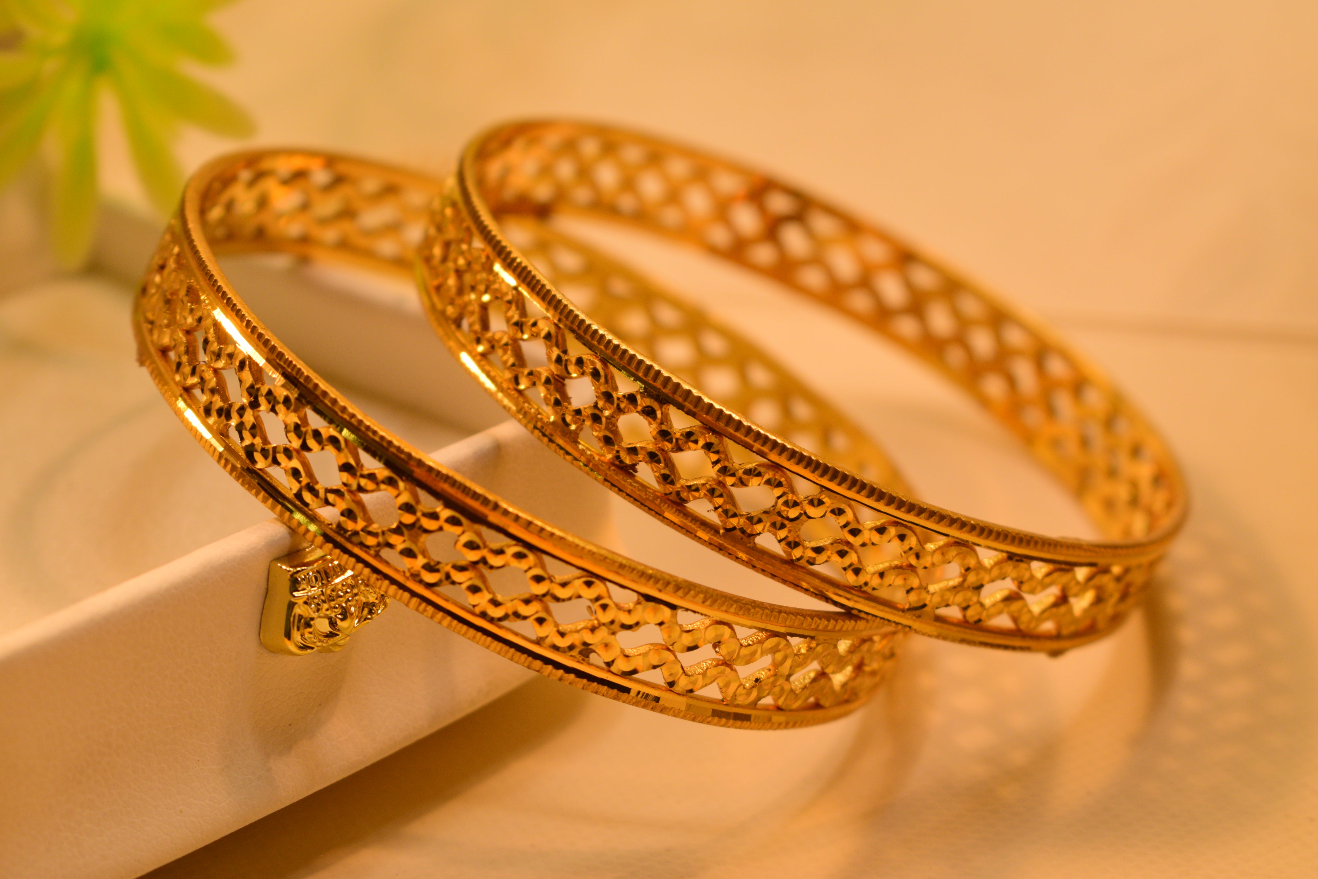 Luxury Design 24K Gold Plated 2pc Bangles Set for Girls/Women