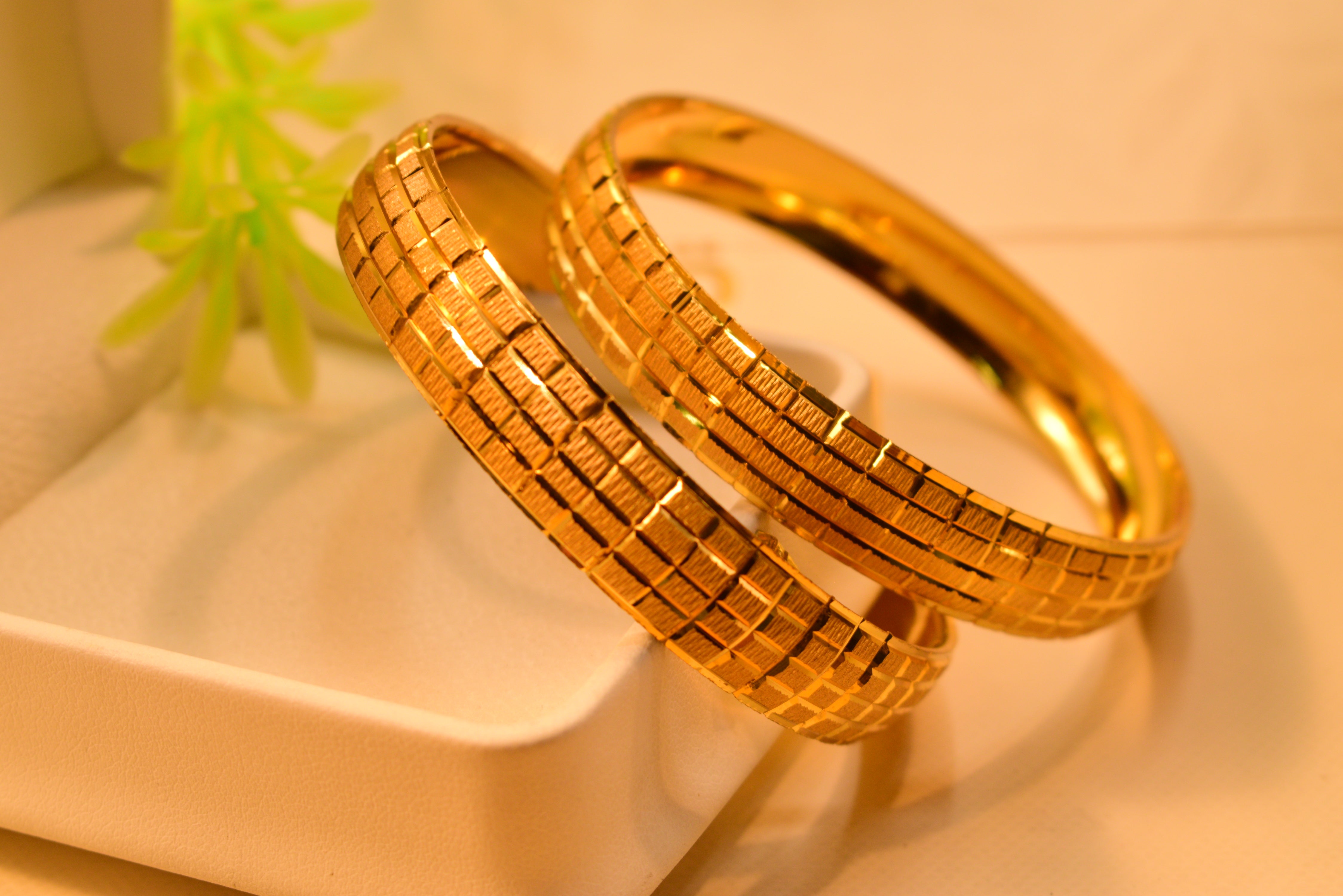 Luminous Design 24K Gold Plated 2pc Bangles Set for Girls/Women