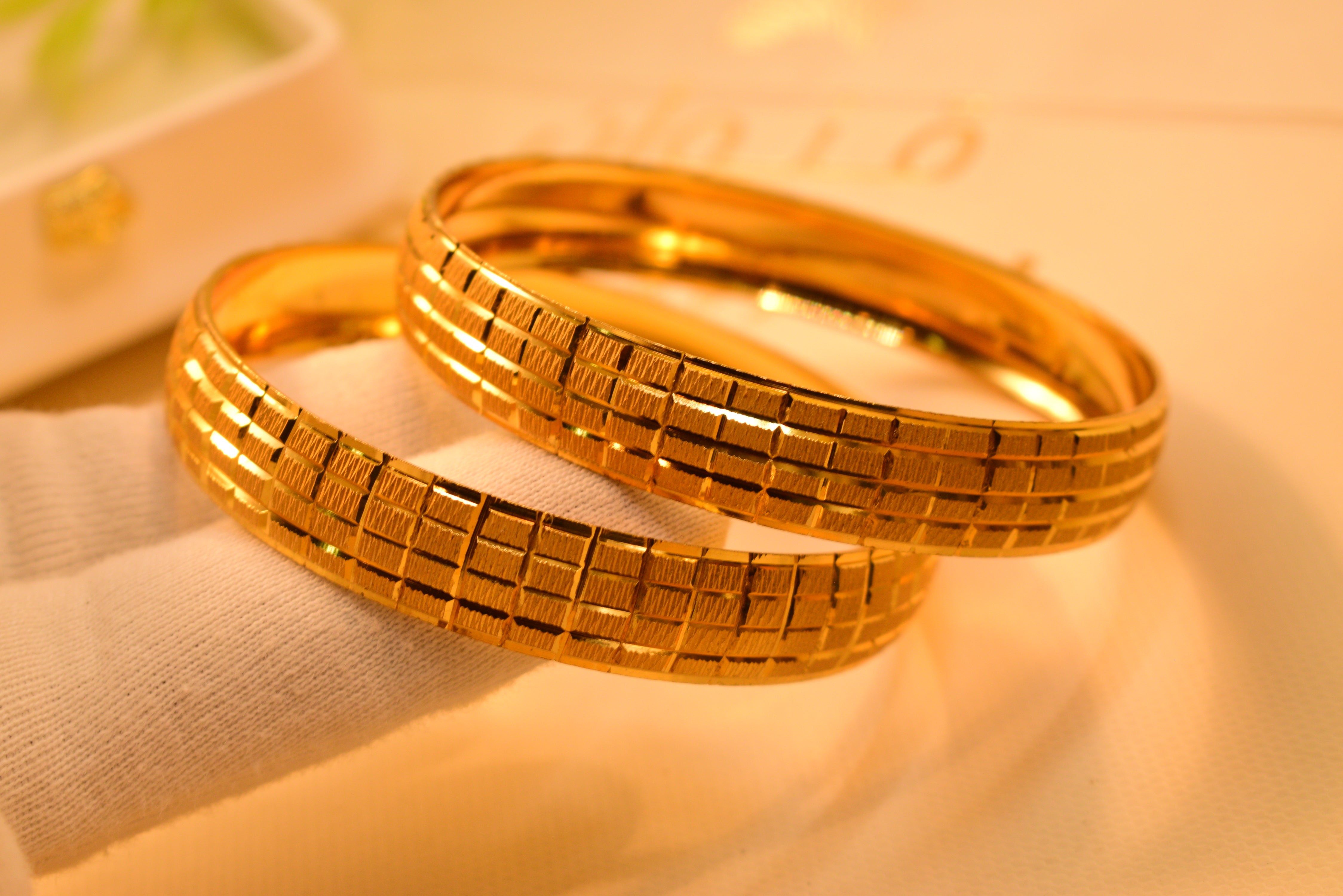 Luminous Design 24K Gold Plated 2pc Bangles Set for Girls/Women