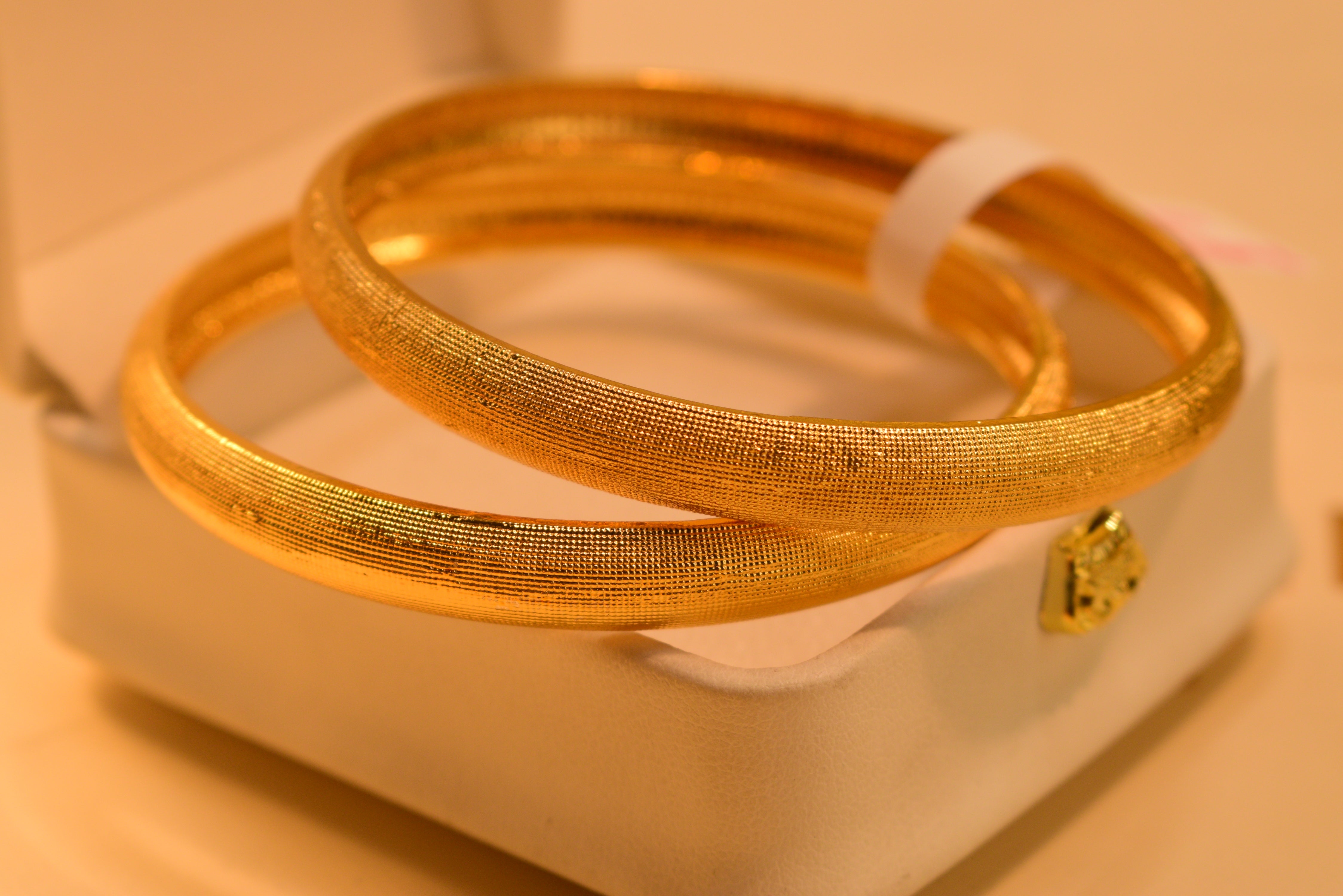 Luxury 24K Gold Plated 2pc Bangles Set for Girls/Women