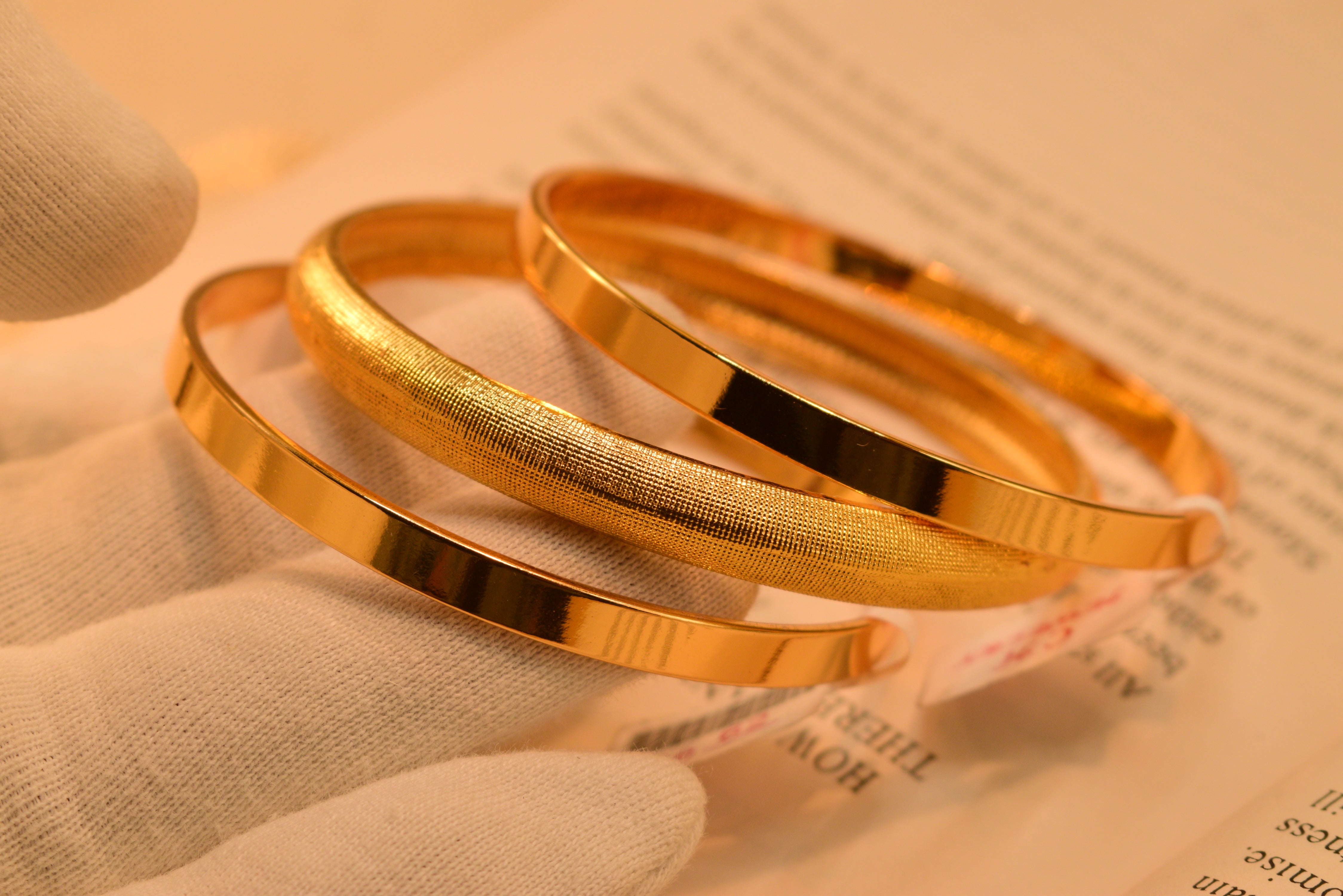 Beautiful 24K Gold Plated 3pc Bangles Set for Girls/Women