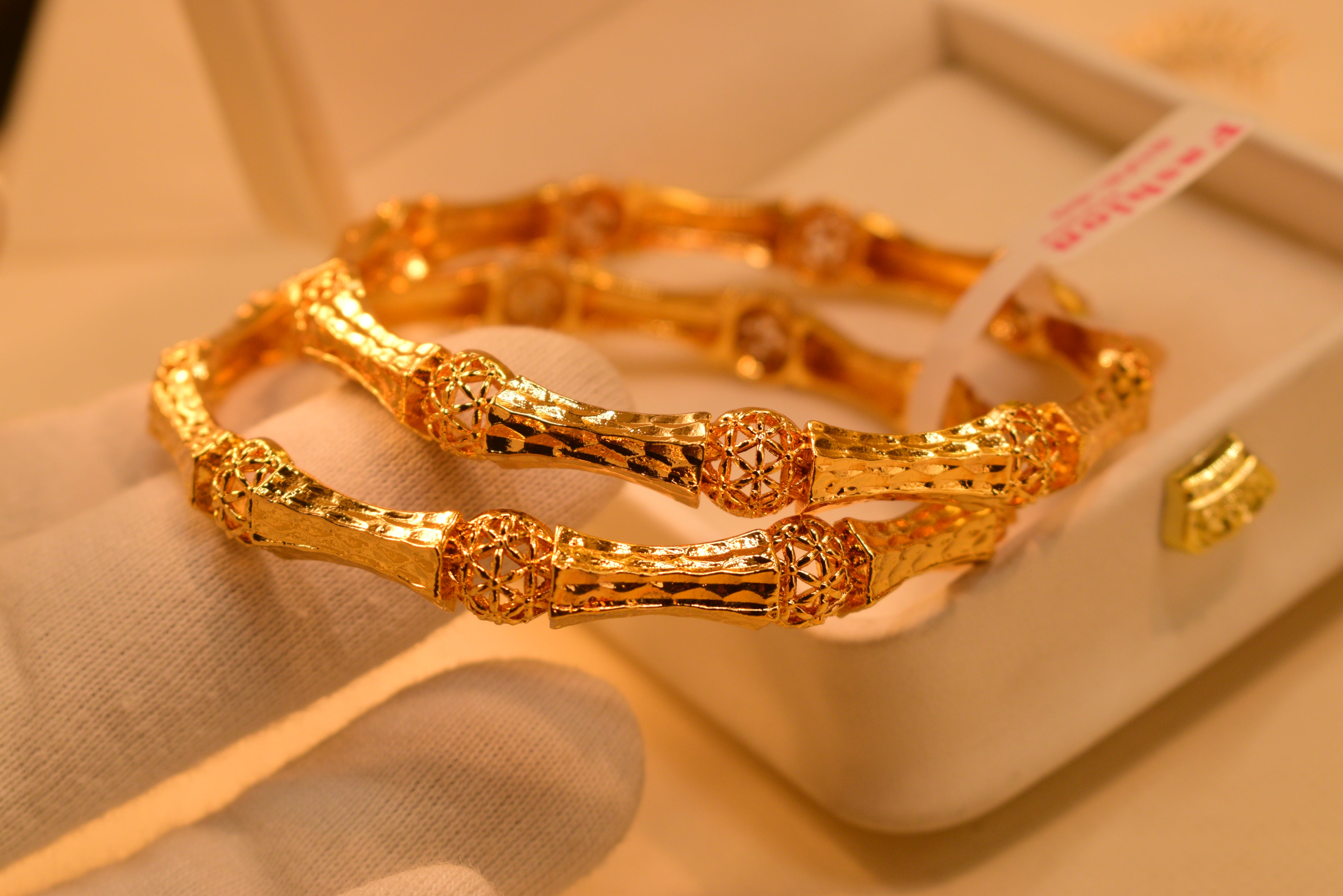 Luxury Stylish 24K Gold Plated 2pc Bangles Set for Girls/Women