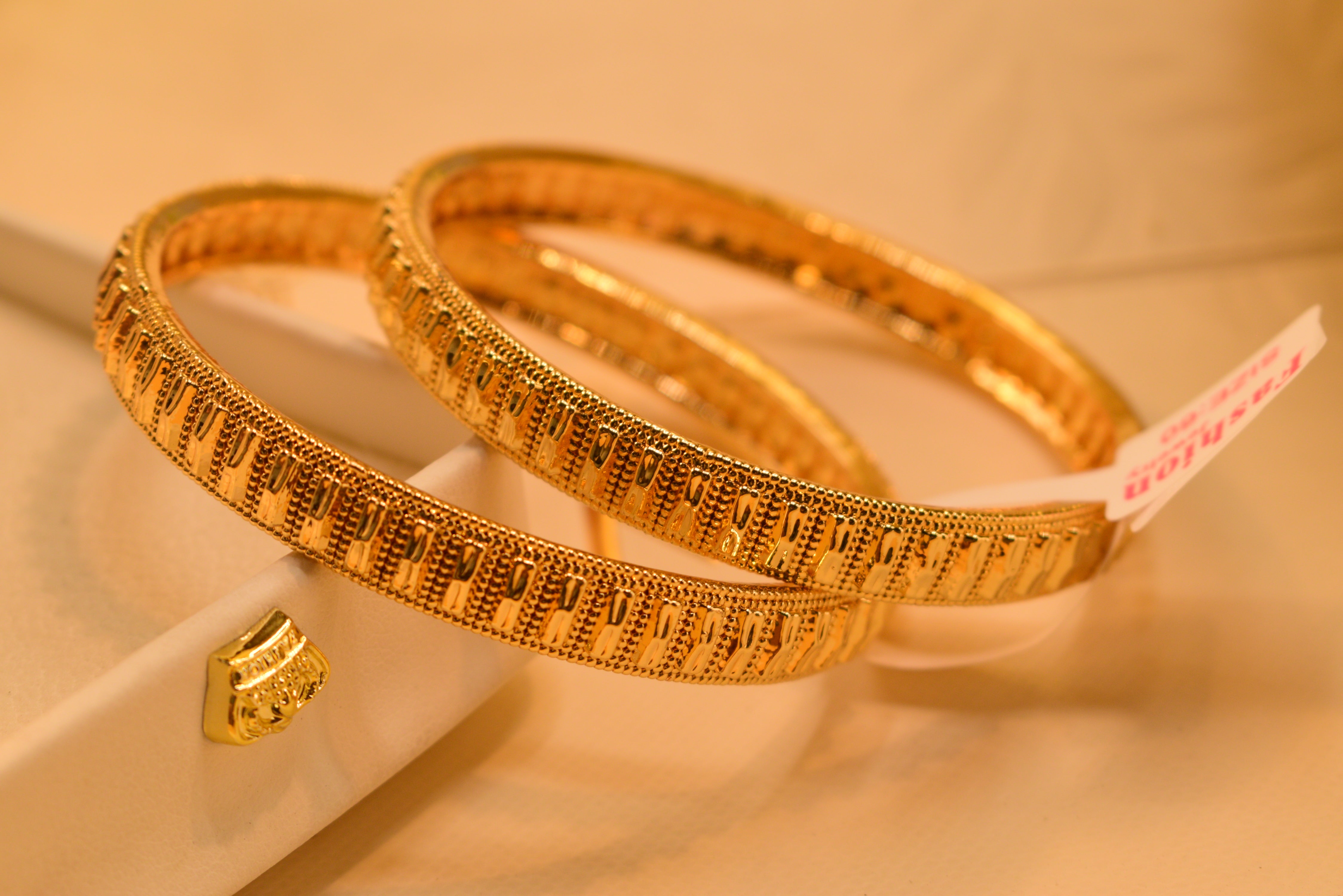 Elegant Luminous 24K Gold Plated 2pc Bangles Set for Girls/Women