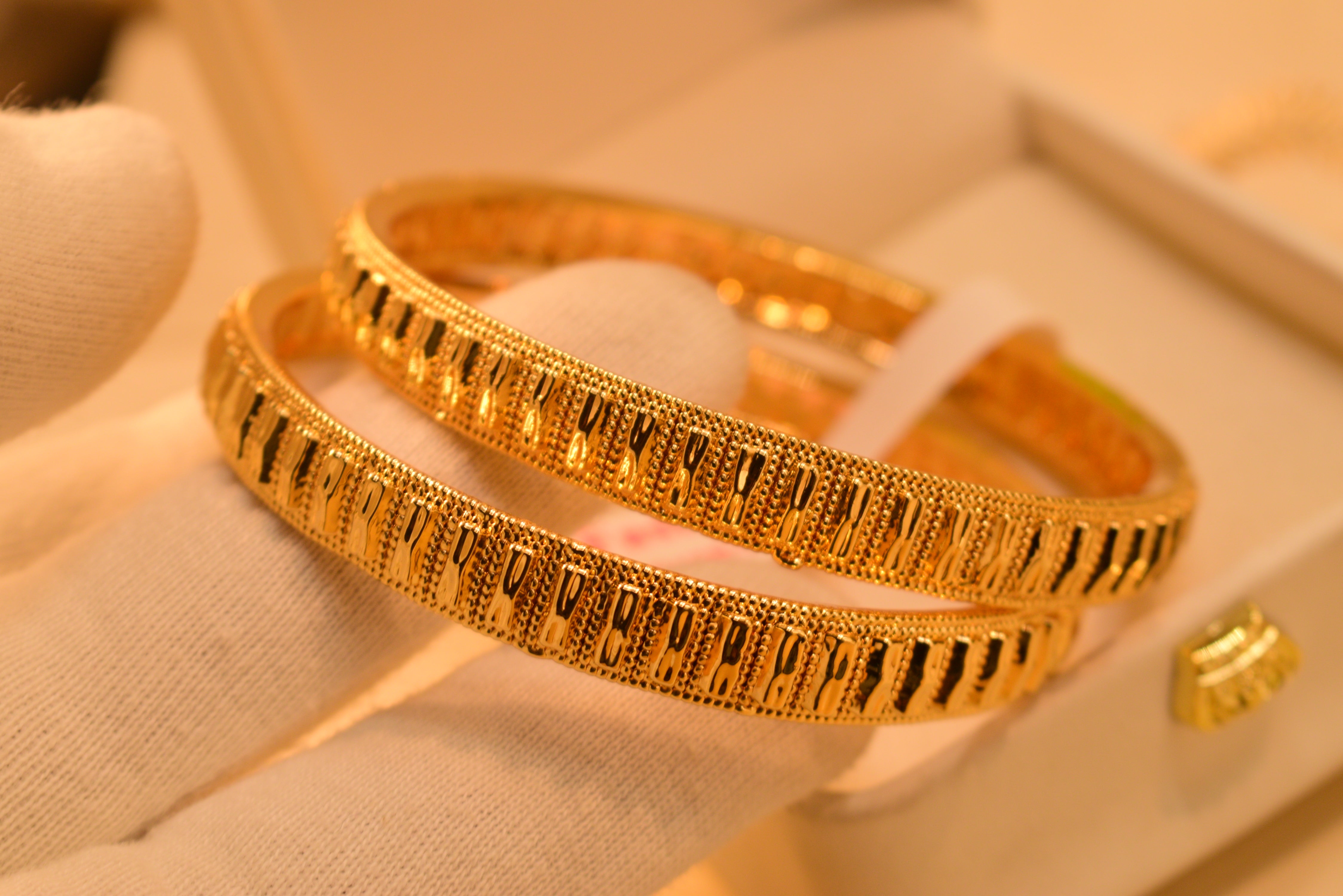 Elegant Luminous 24K Gold Plated 2pc Bangles Set for Girls/Women