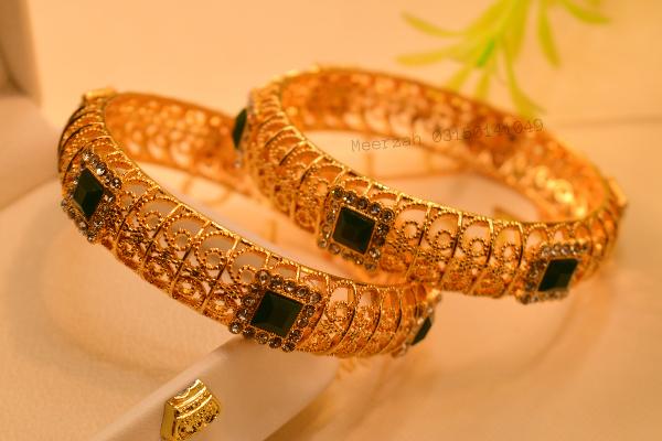 Luminous Elegant Design Gold Plated 2pc Bangles Set for Girls/Women