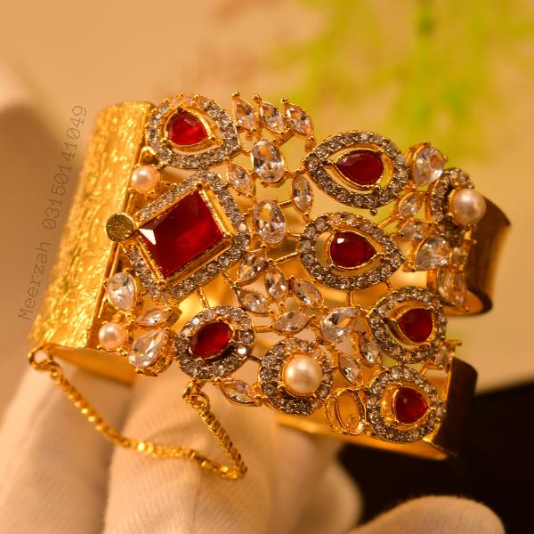 Elegant Gold Plated Real Stones Bangle for Girls/Women