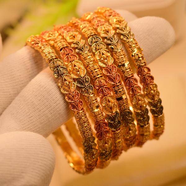 Gorgeous Elegant Design Gold Plated 6pc Bangles Set for Girls/Women