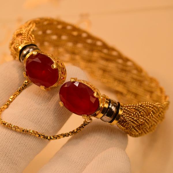 Stylish Unique Design Real Stones Gold Plated Bangle for Girls/Women