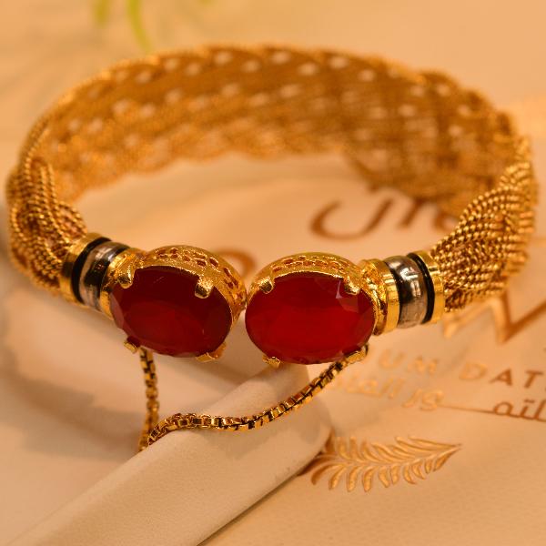 Stylish Unique Design Real Stones Gold Plated Bangle for Girls/Women