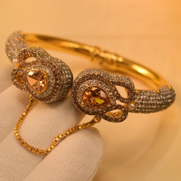 Luxury Stylish Real Stones Gold Plated Bangle for Girls/Women