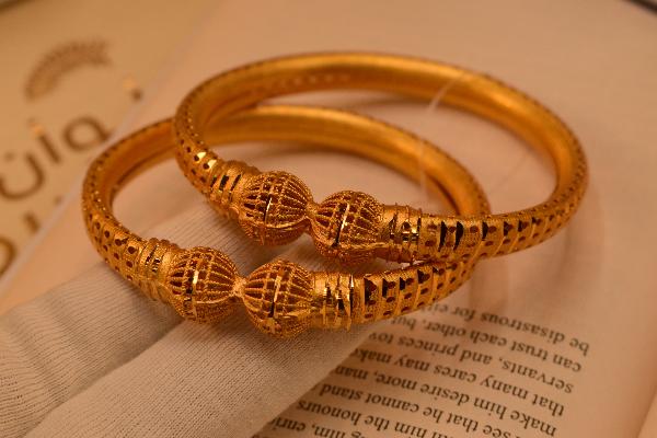 Glamorous Unique Gold Plated 2pc Bangles Set for Girls/Women