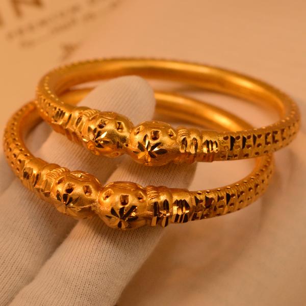 Elegant Unique Design Gold Plated 2pc Bangles Set for Girls/Women