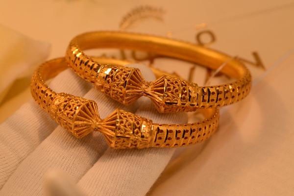 Beautiful Unique Design Gold Plated 2pc Bangles Set for Girls/Women