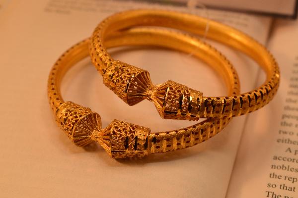 Beautiful Unique Design Gold Plated 2pc Bangles Set for Girls/Women