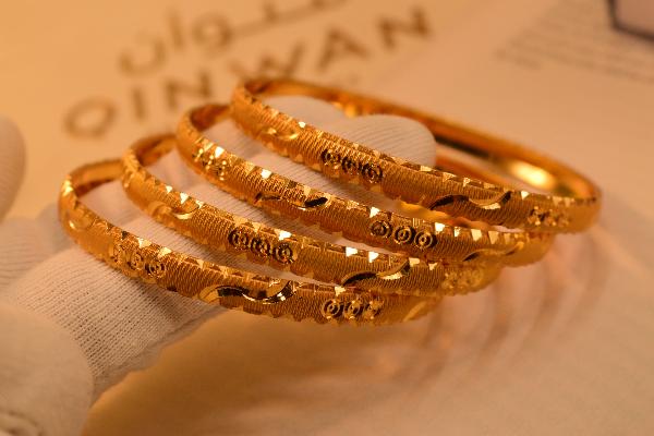 Luxury Unique Design Gold Plated 4pc Bangles Set for Girls/Women