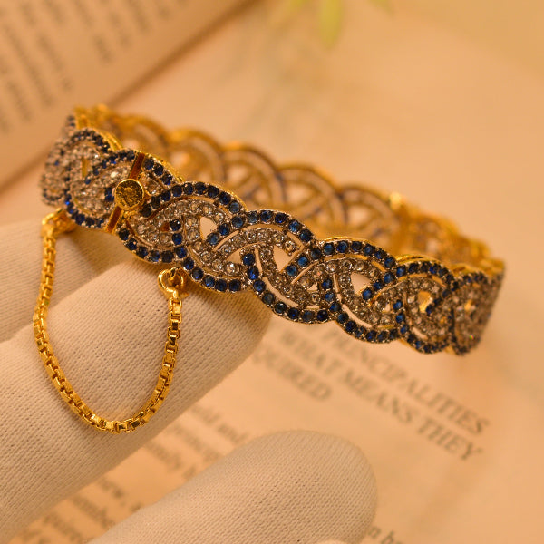 Glamorous Design Crystal Stones Gold Plated Bangle for Girls/Women